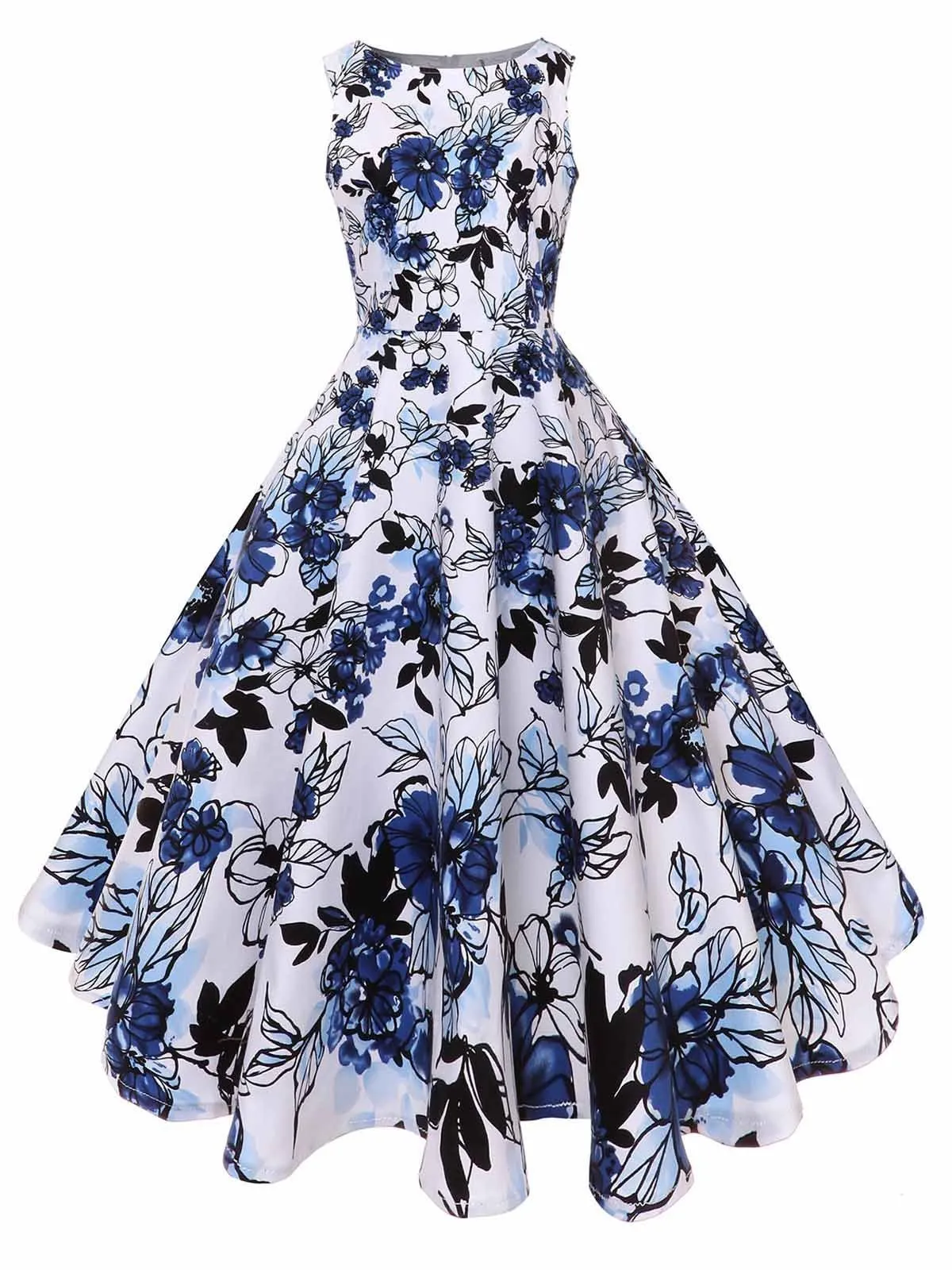 1950s Inspired Floral Swing Dress