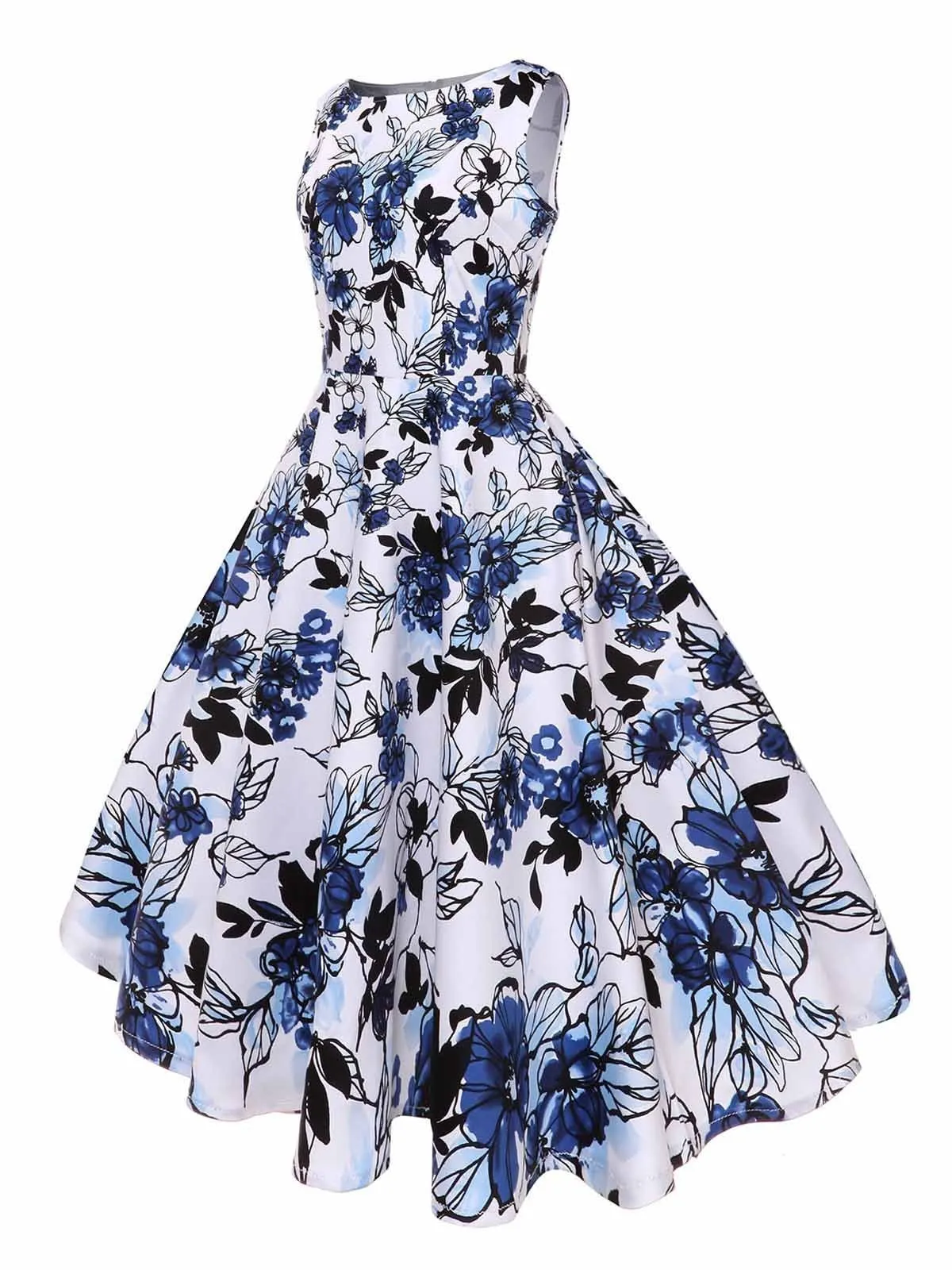 1950s Inspired Floral Swing Dress