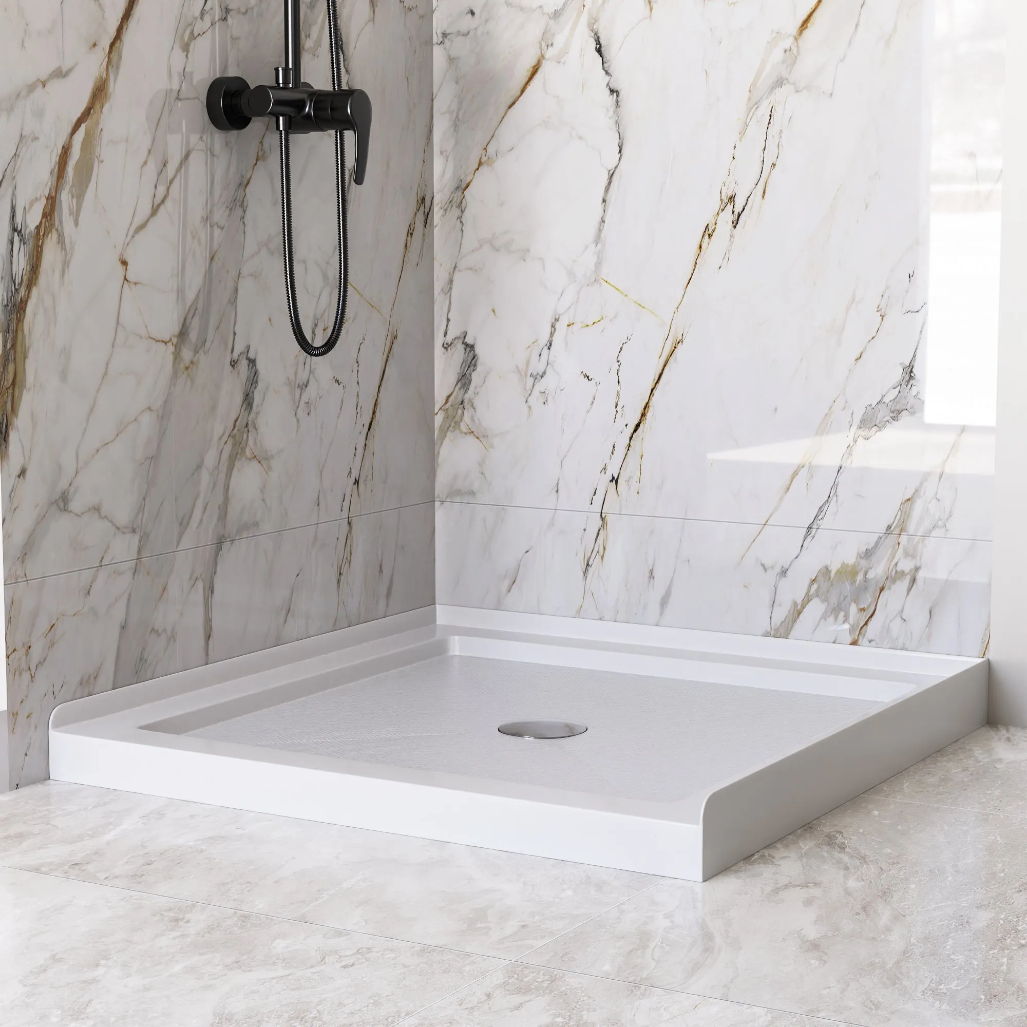 35" L x 35" W  Square Shower Base, Non-slip Design