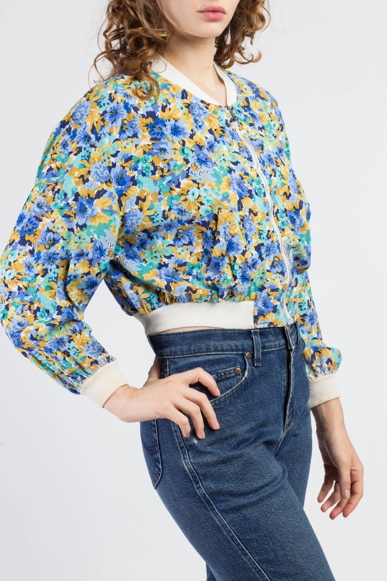 90s Cropped Floral Jacket - Small