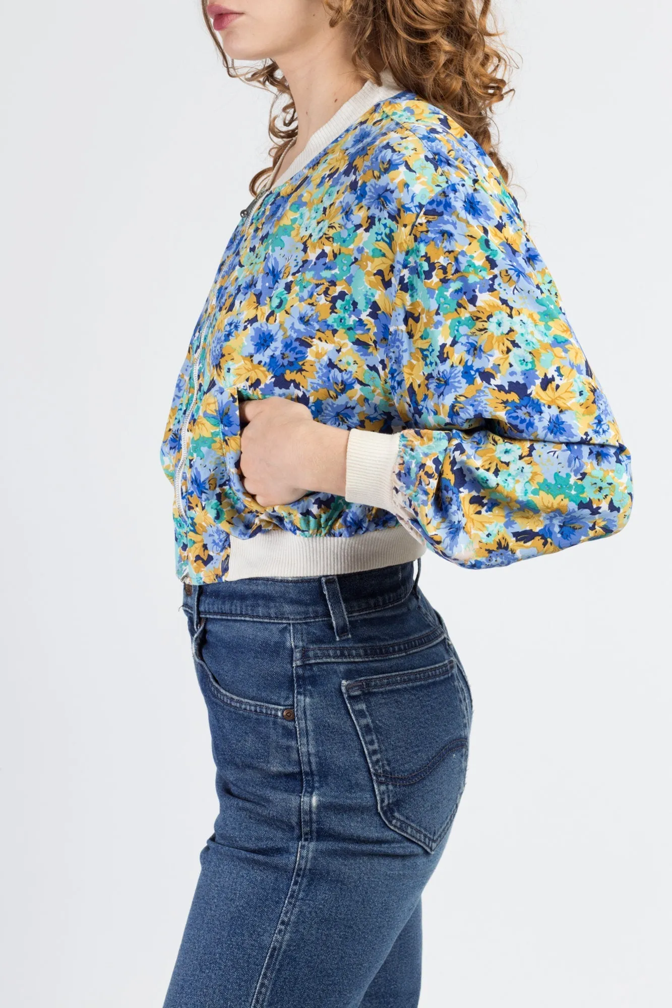 90s Cropped Floral Jacket - Small