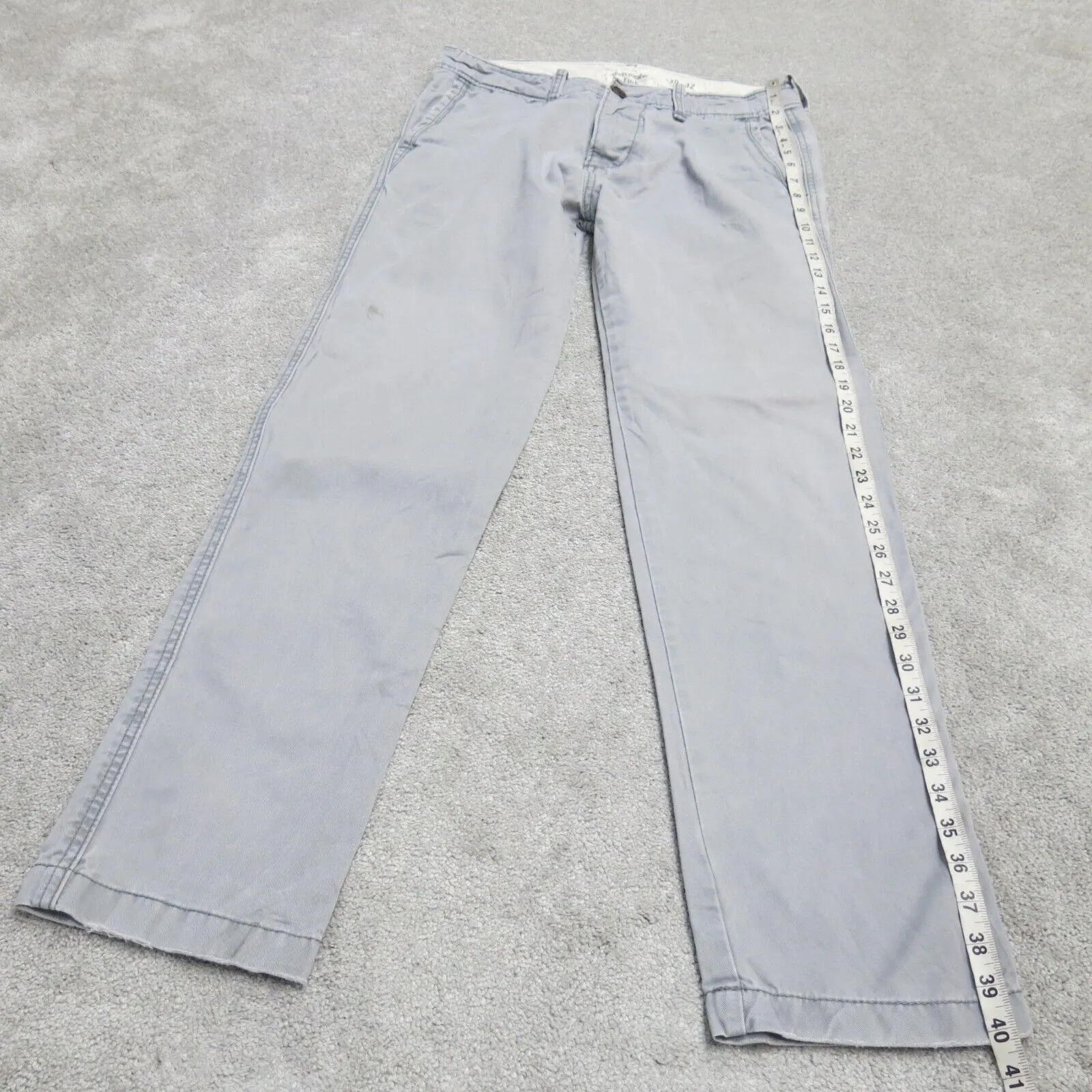 Abercrombie & Fitch Mens Straight Leg Chino Pant Low Rise Gray Size W30XL32