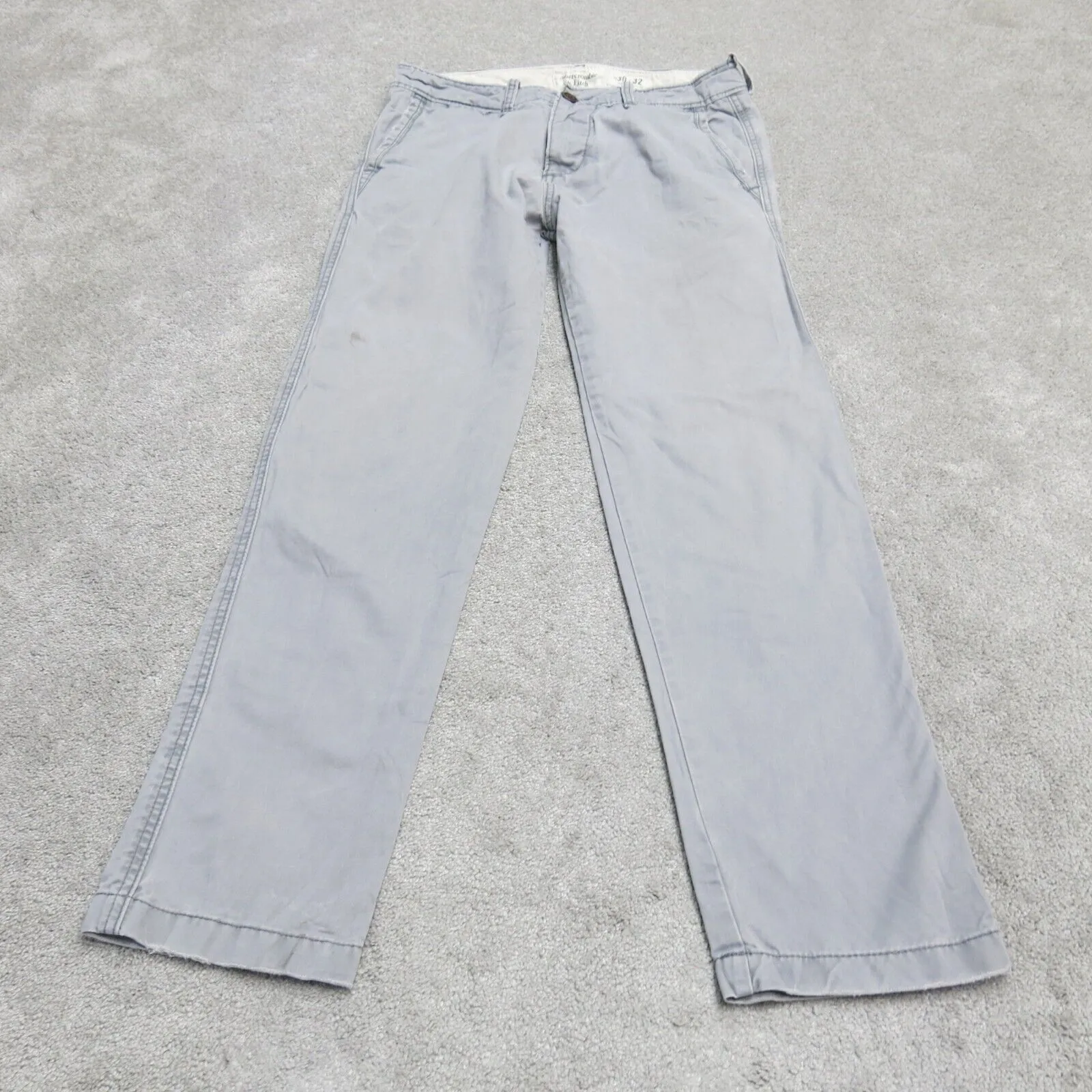 Abercrombie & Fitch Mens Straight Leg Chino Pant Low Rise Gray Size W30XL32