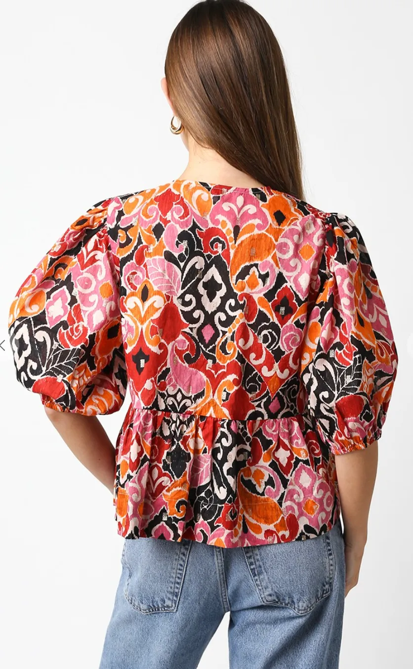 Adele Printed Tie Blouse