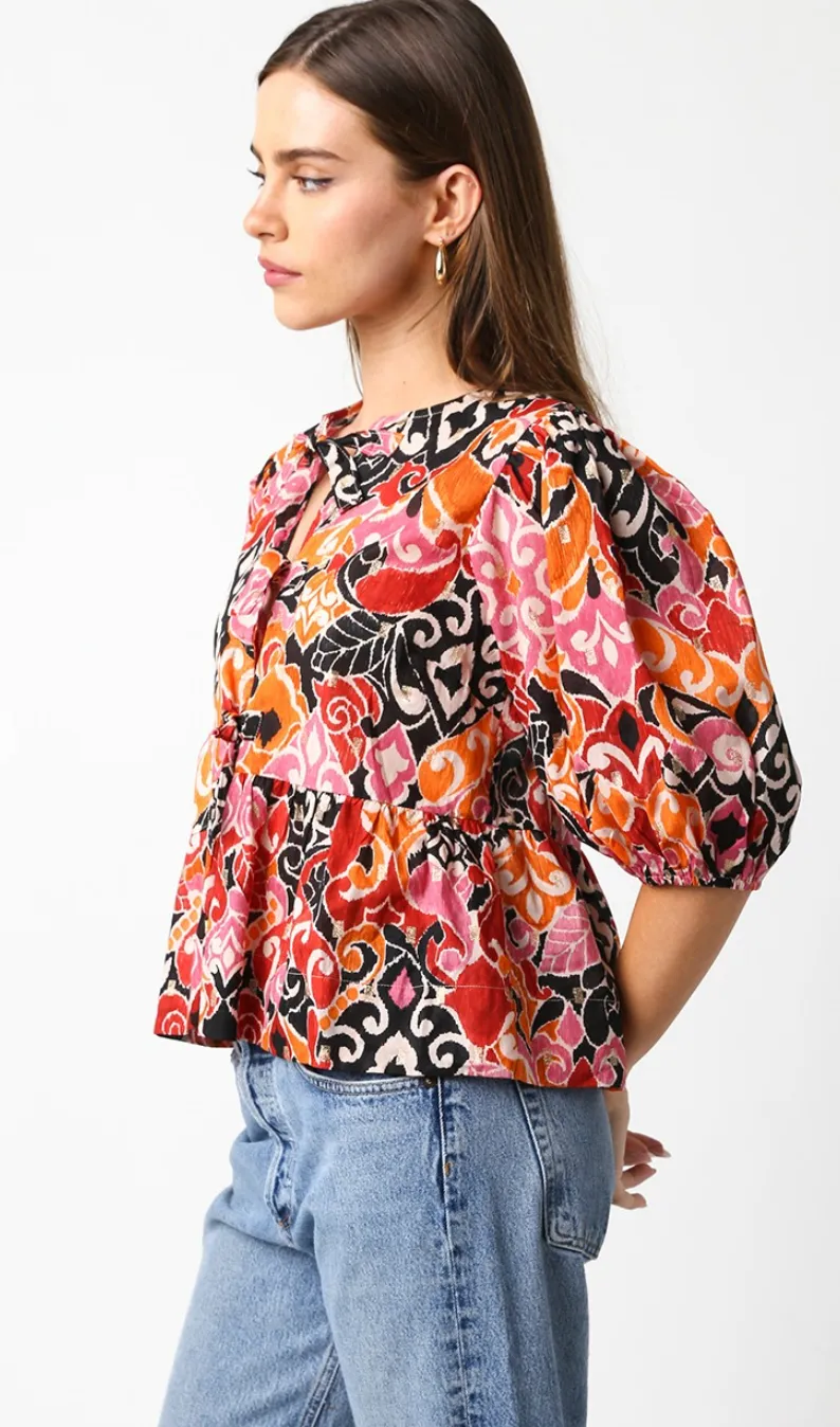 Adele Printed Tie Blouse