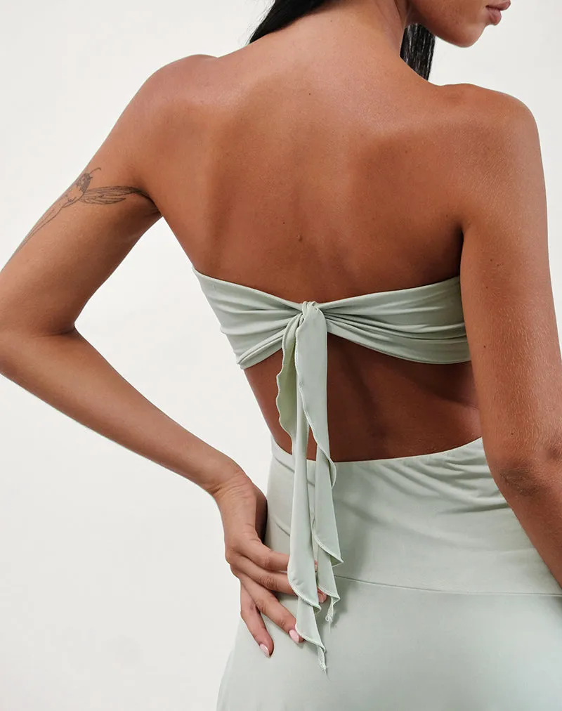 Akira Bandeau Midi Dress in Slinky Sage