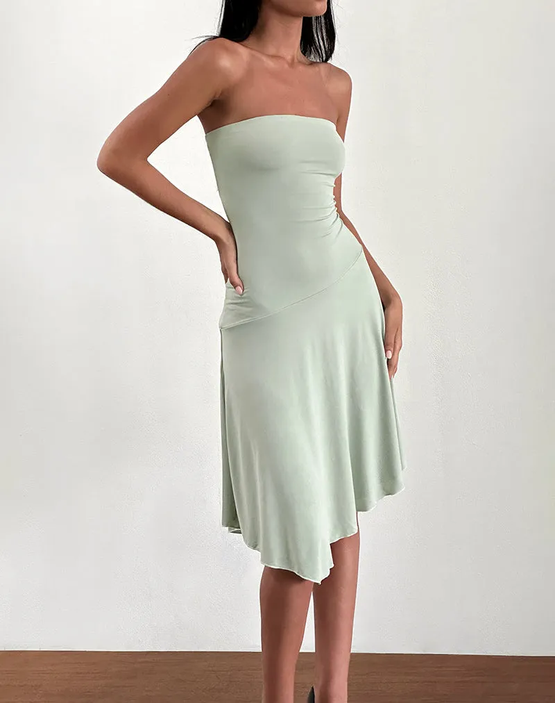 Akira Bandeau Midi Dress in Slinky Sage