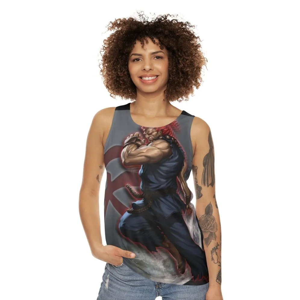 Akuma Unisex Athletic Tank Top with Graphic Design