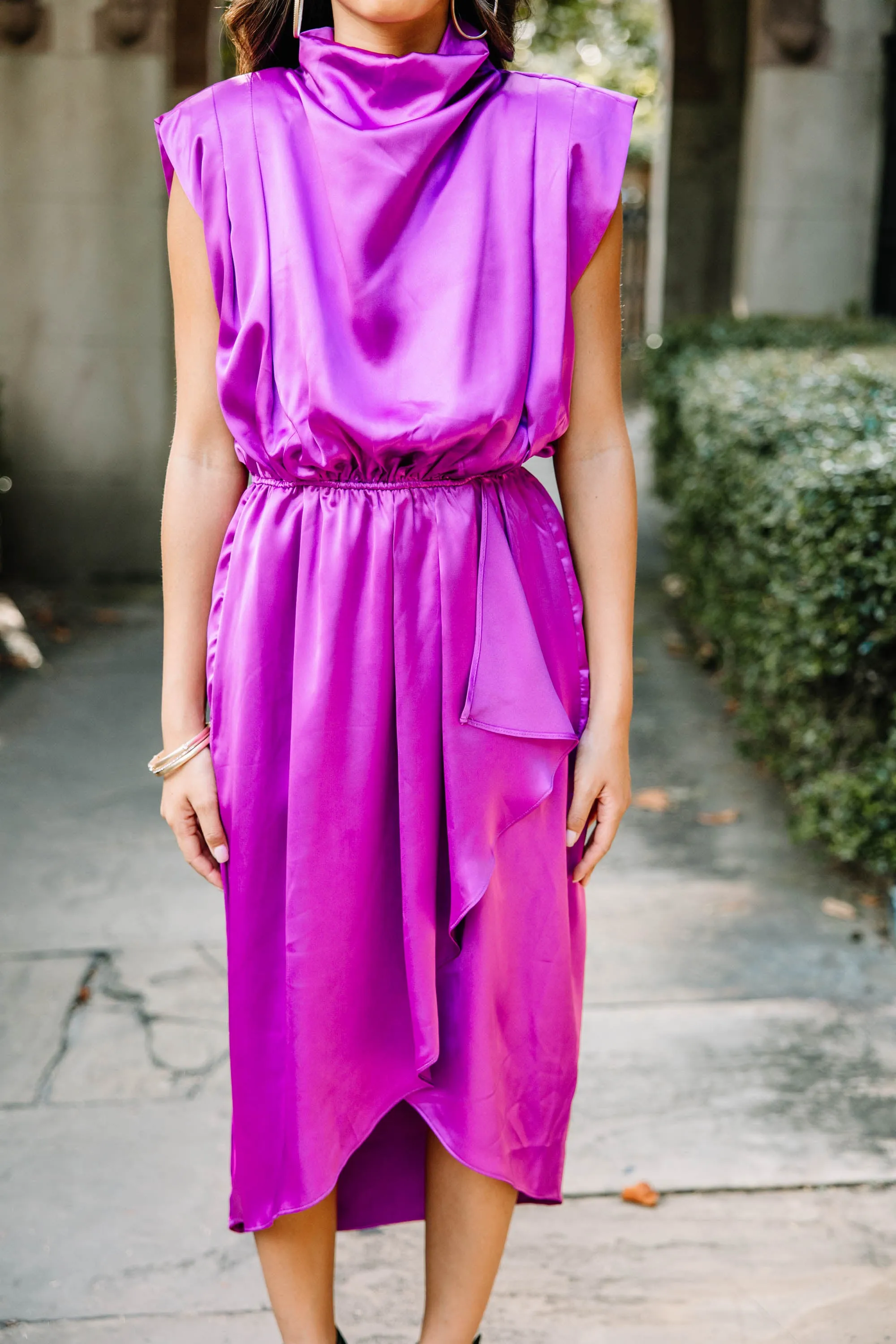 All Eyes On You Plum Purple Satin Midi Dress