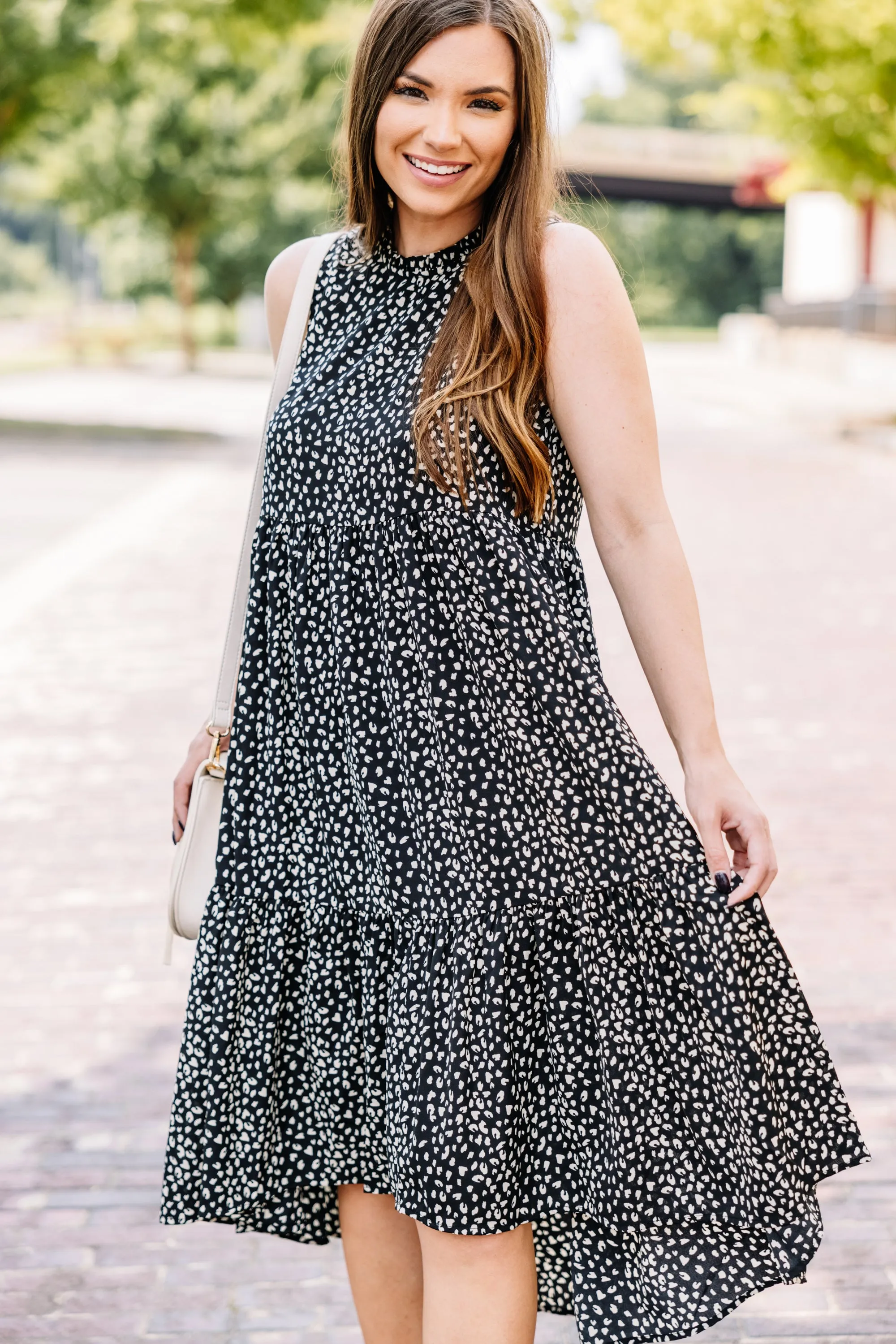 Always Bold Black Spotted Midi Dress