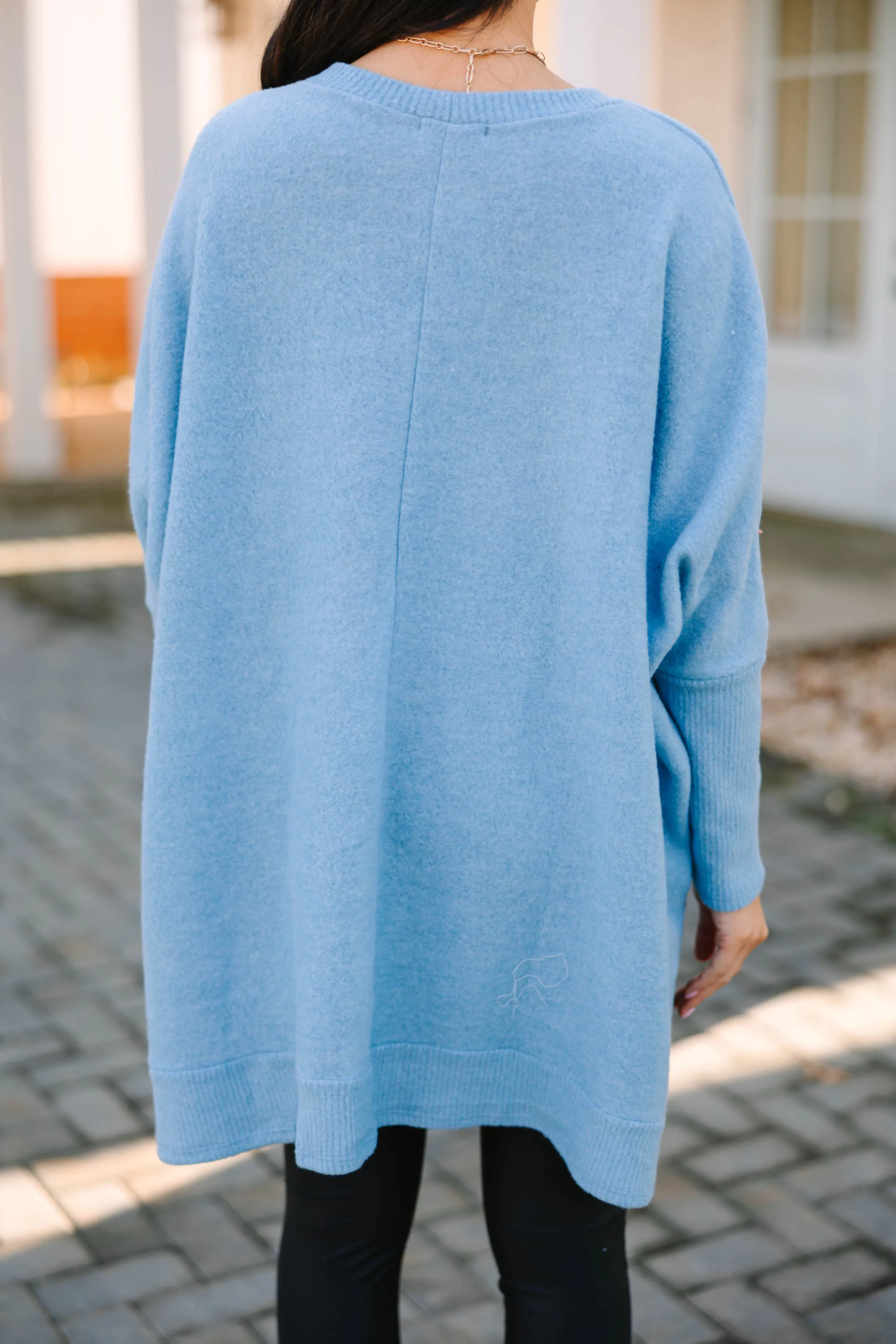 Always Fun Light Blue Brushed Knit Tunic