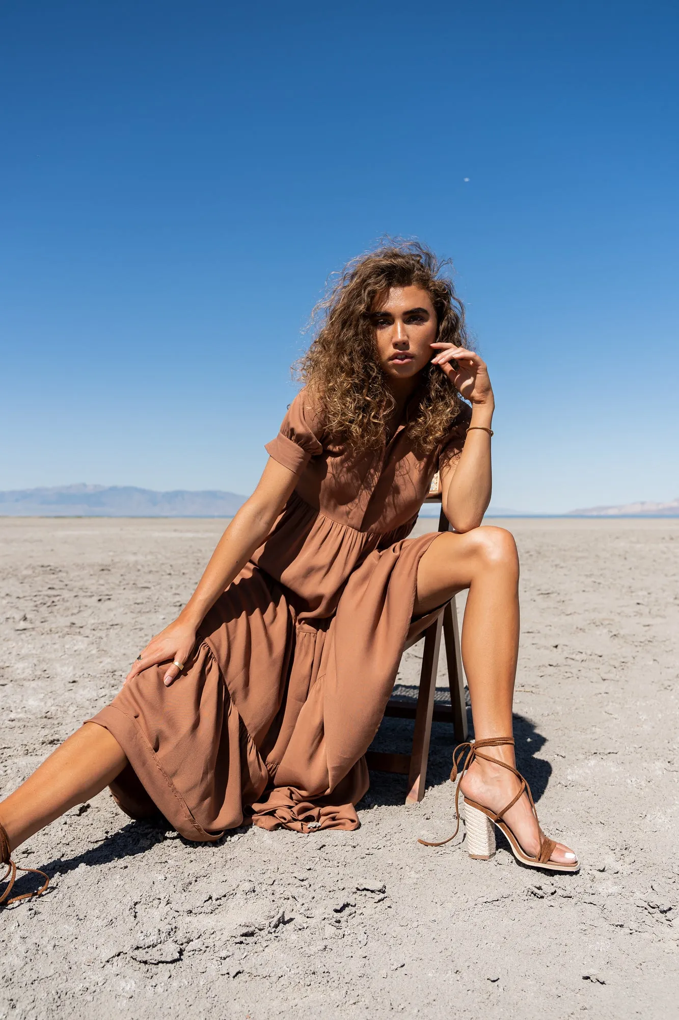 Amanda Tiered Dress in Camel - FINAL SALE