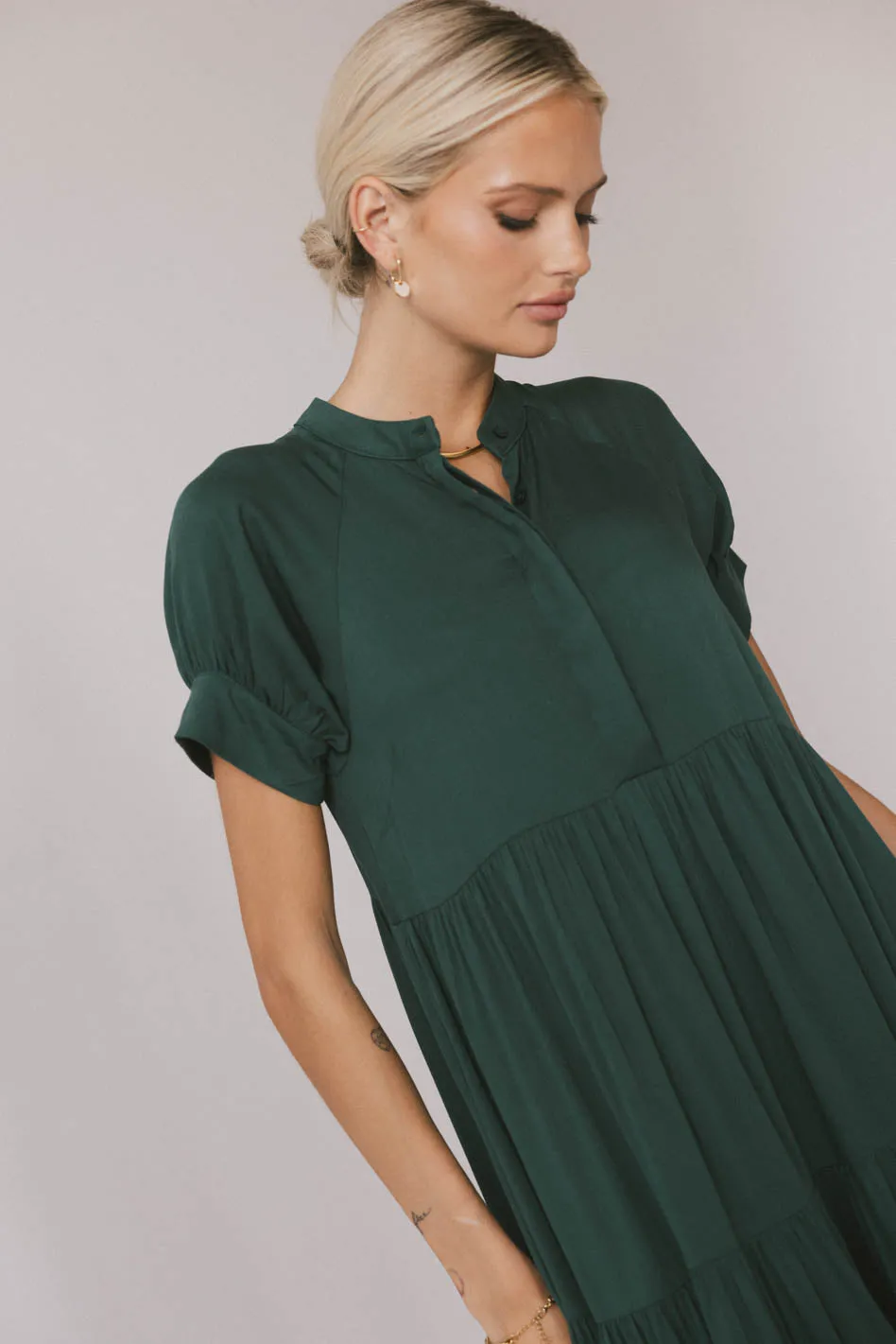 Amanda Tiered Dress in Emerald