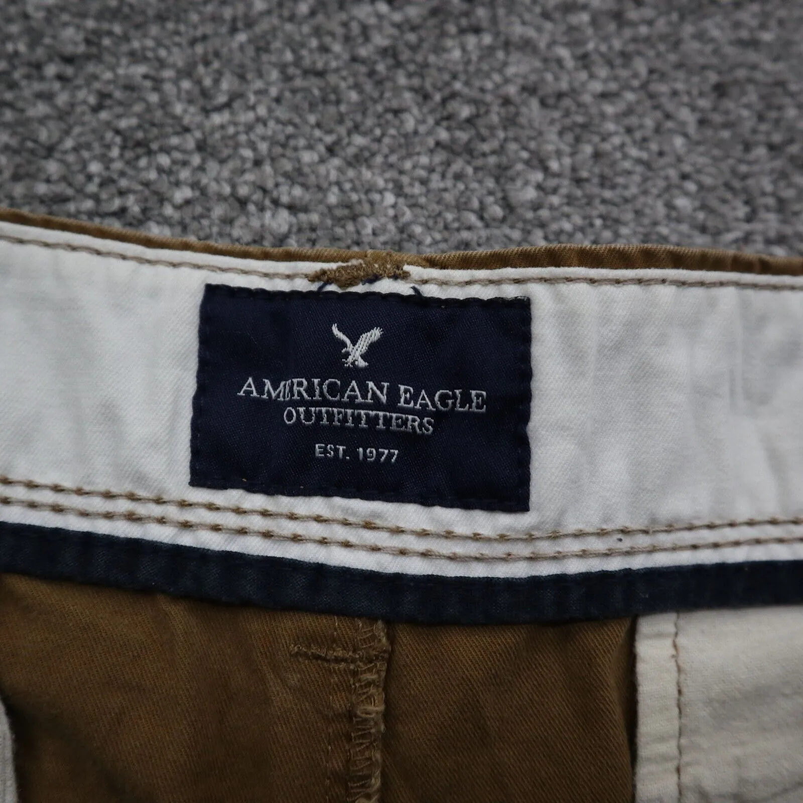 American Eagle Men Original Chino Pants Straight Leg Mid Rise Brown Size W34XL32