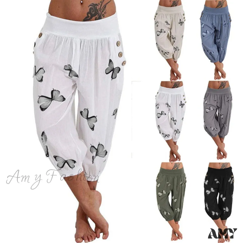 Amy Fashion - High Waist Harem Capris Pants