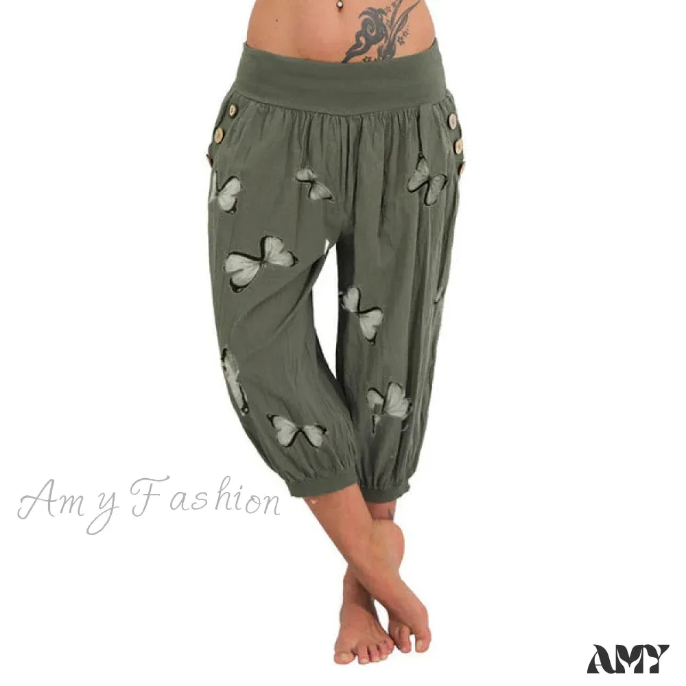 Amy Fashion - High Waist Harem Capris Pants