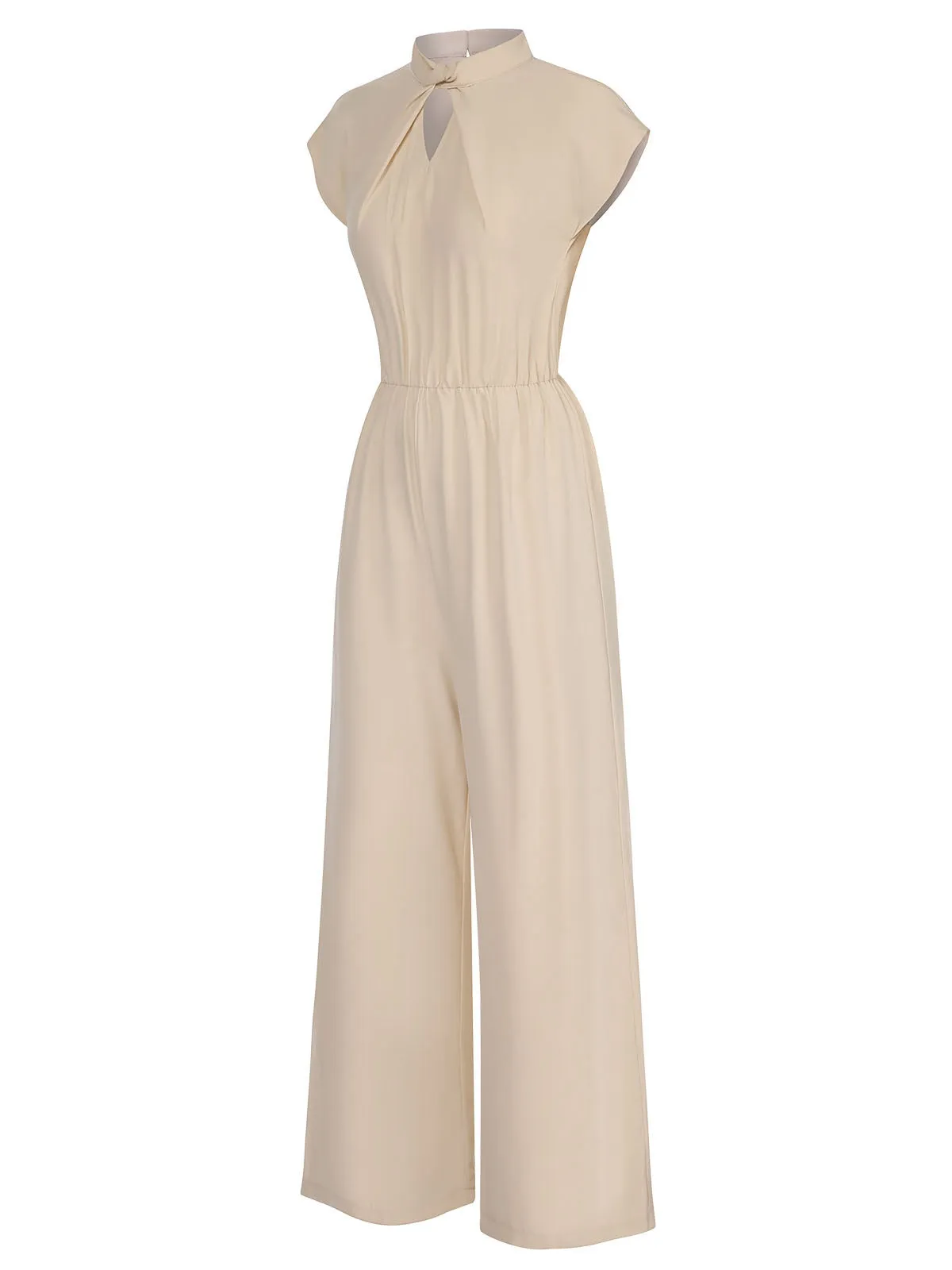 Apricot 1930s Solid Cutout Wide-Leg Jumpsuit