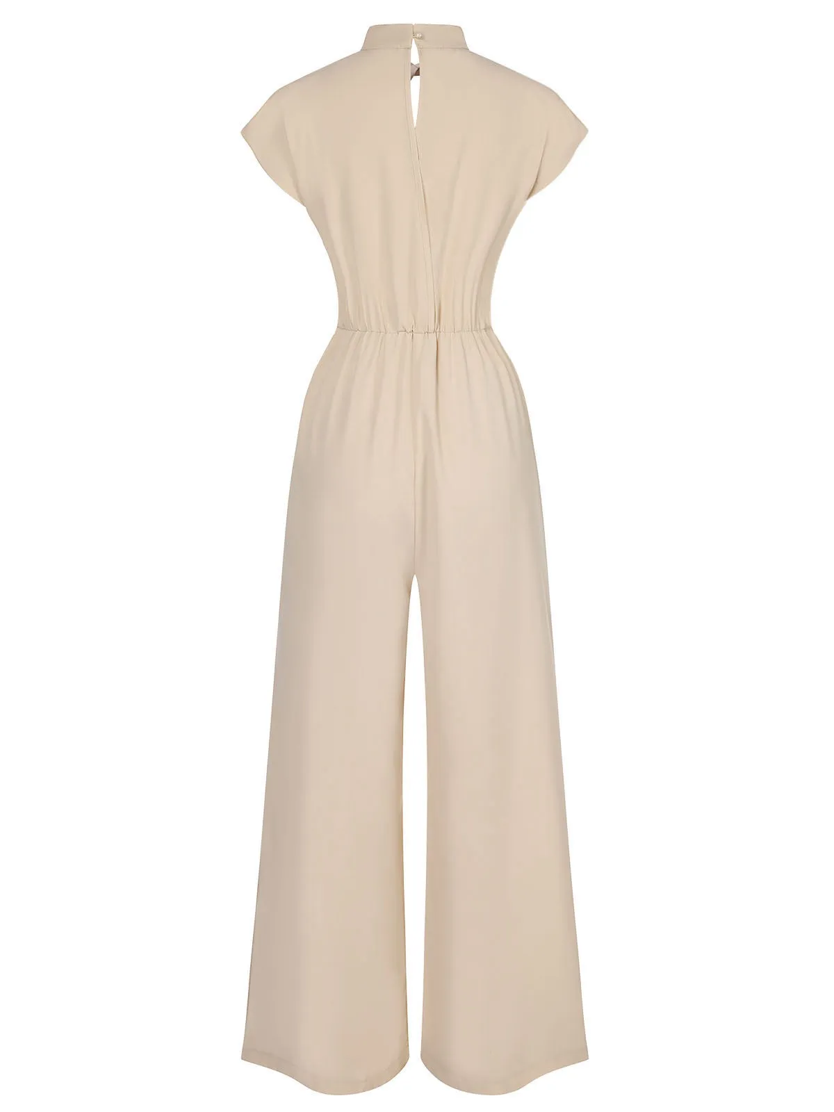 Apricot 1930s Solid Cutout Wide-Leg Jumpsuit