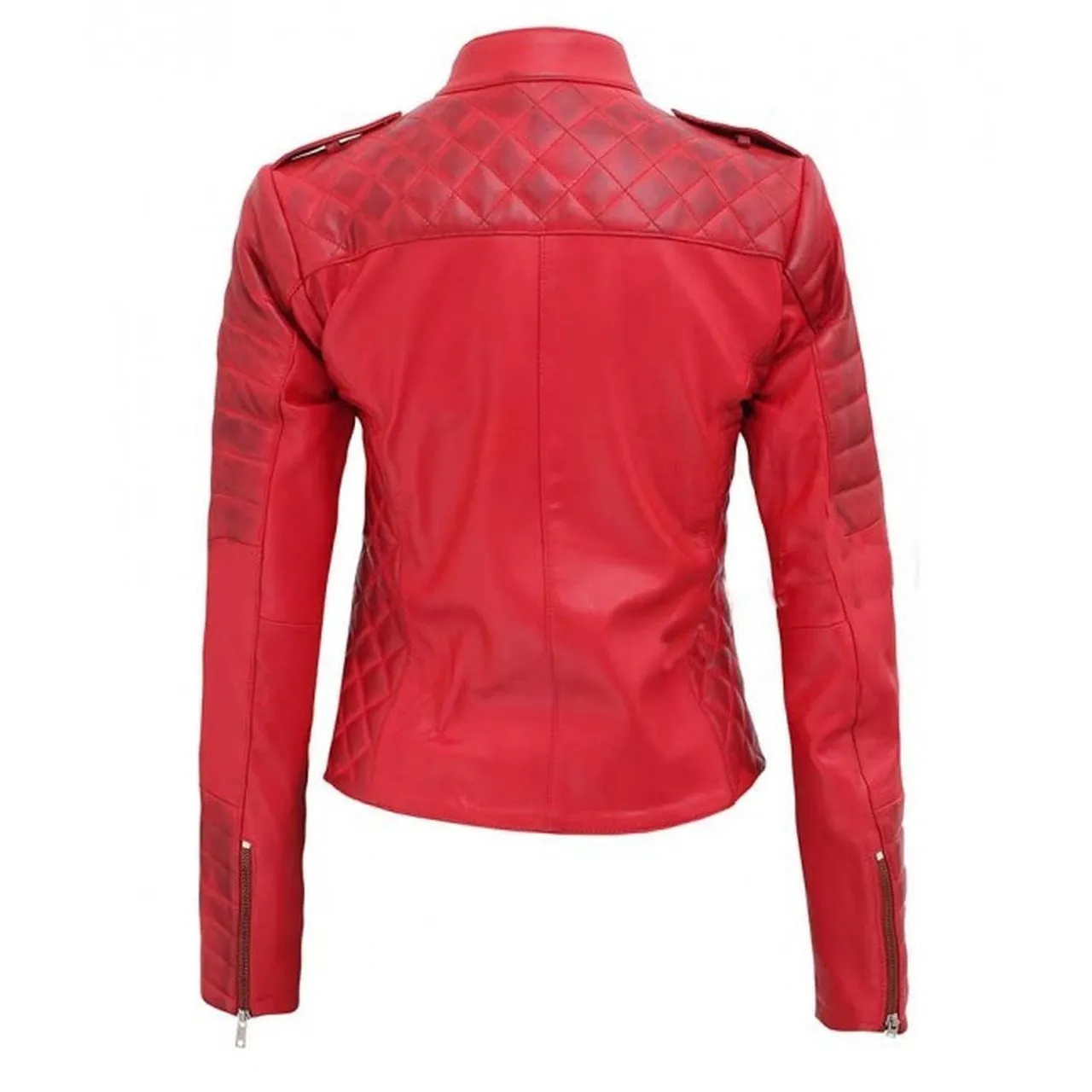 Asymmetrical Women Red Leather Jacket