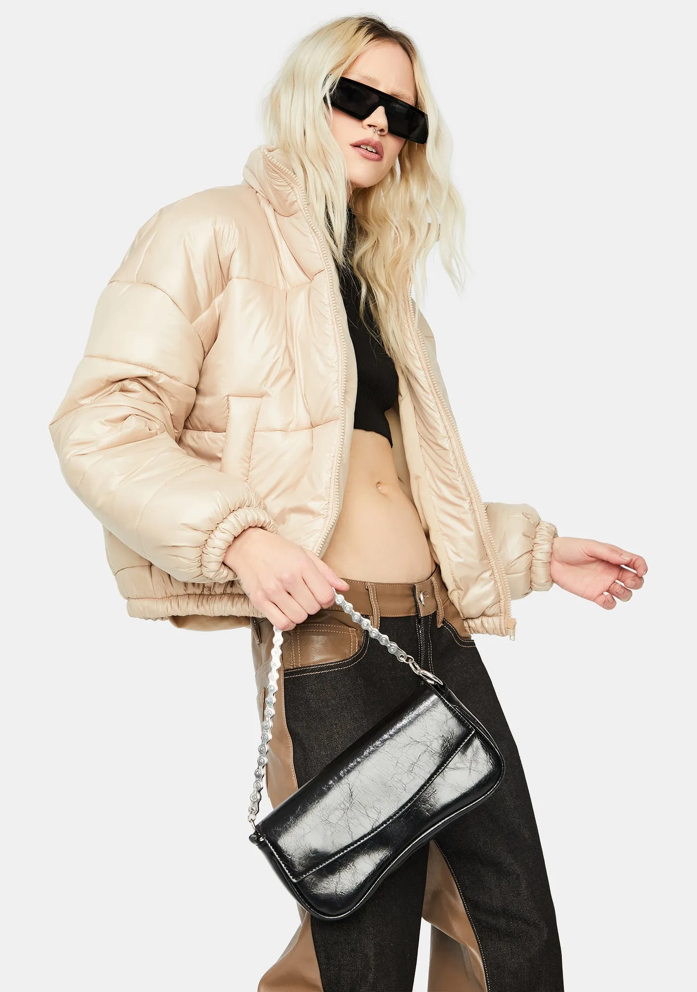 Beige Wandering Campus Puffer Jacket