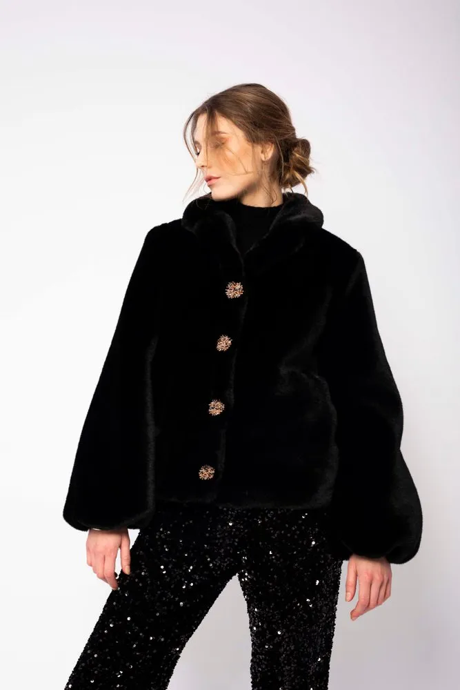 Bell Jacket - Black Faux Fur