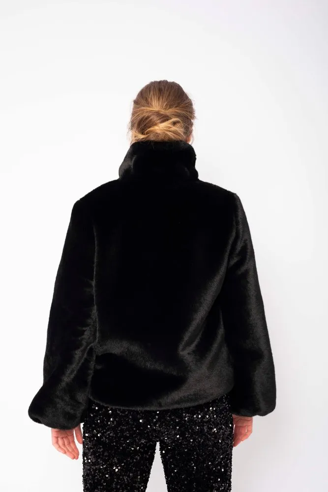 Bell Jacket - Black Faux Fur