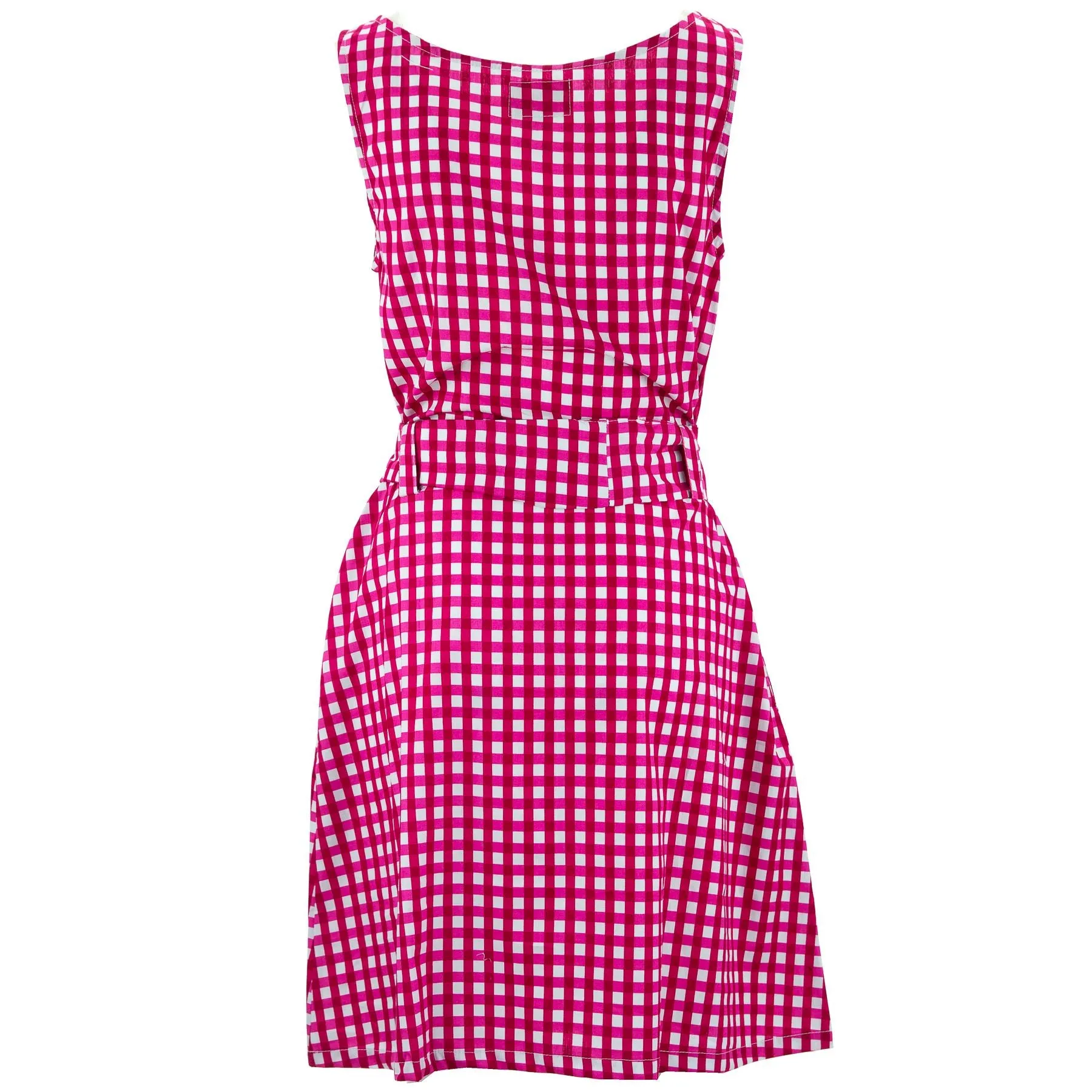 Belted Dress - Cerise Gingham