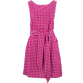 Belted Dress - Cerise Gingham