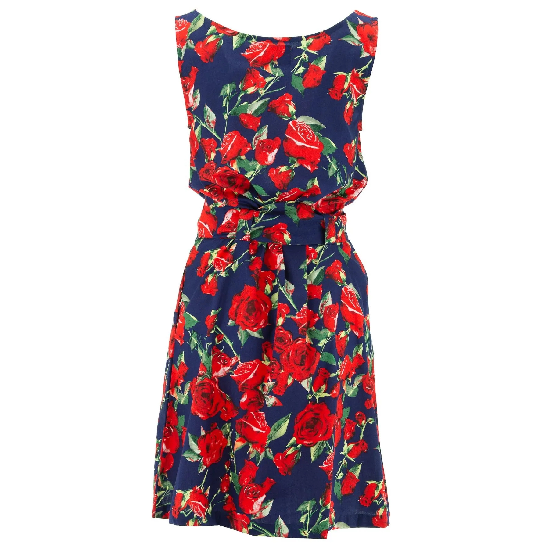 Belted Dress - Rose Garden