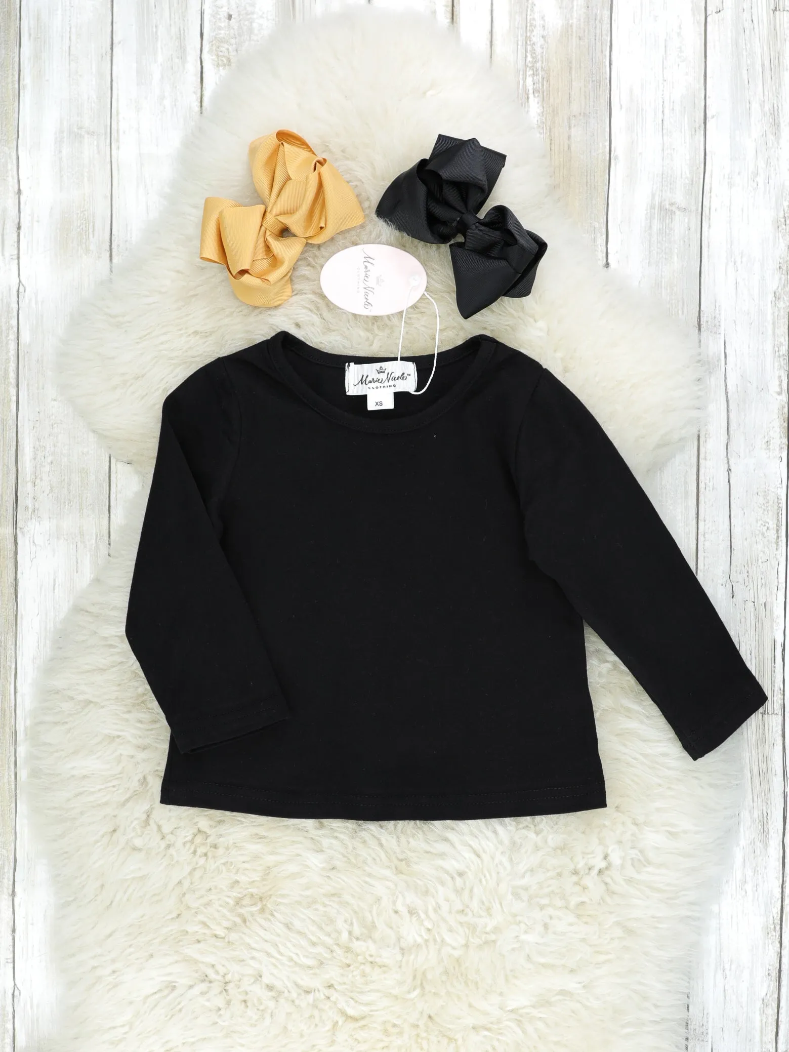 Black Long Sleeve & Denim Cat Pocket Overall Set