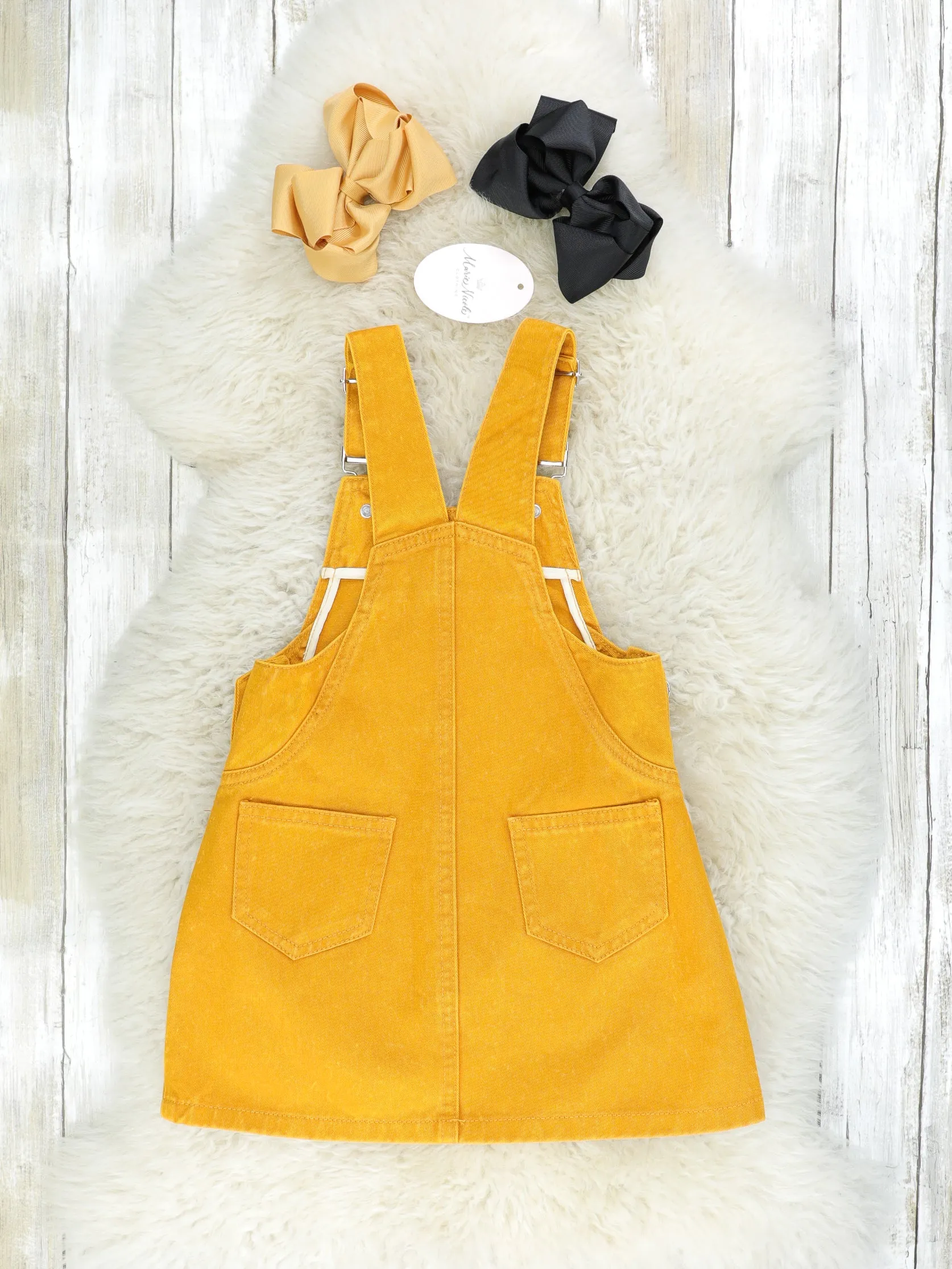 Black Long Sleeve & Denim Cat Pocket Overall Set