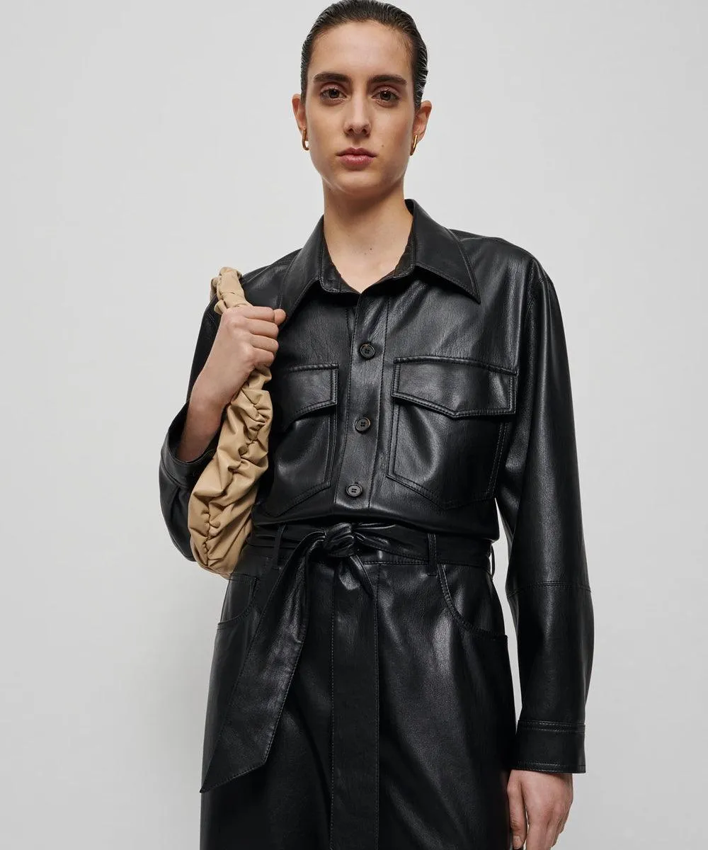 Black Trucker Leather Jumpsuit