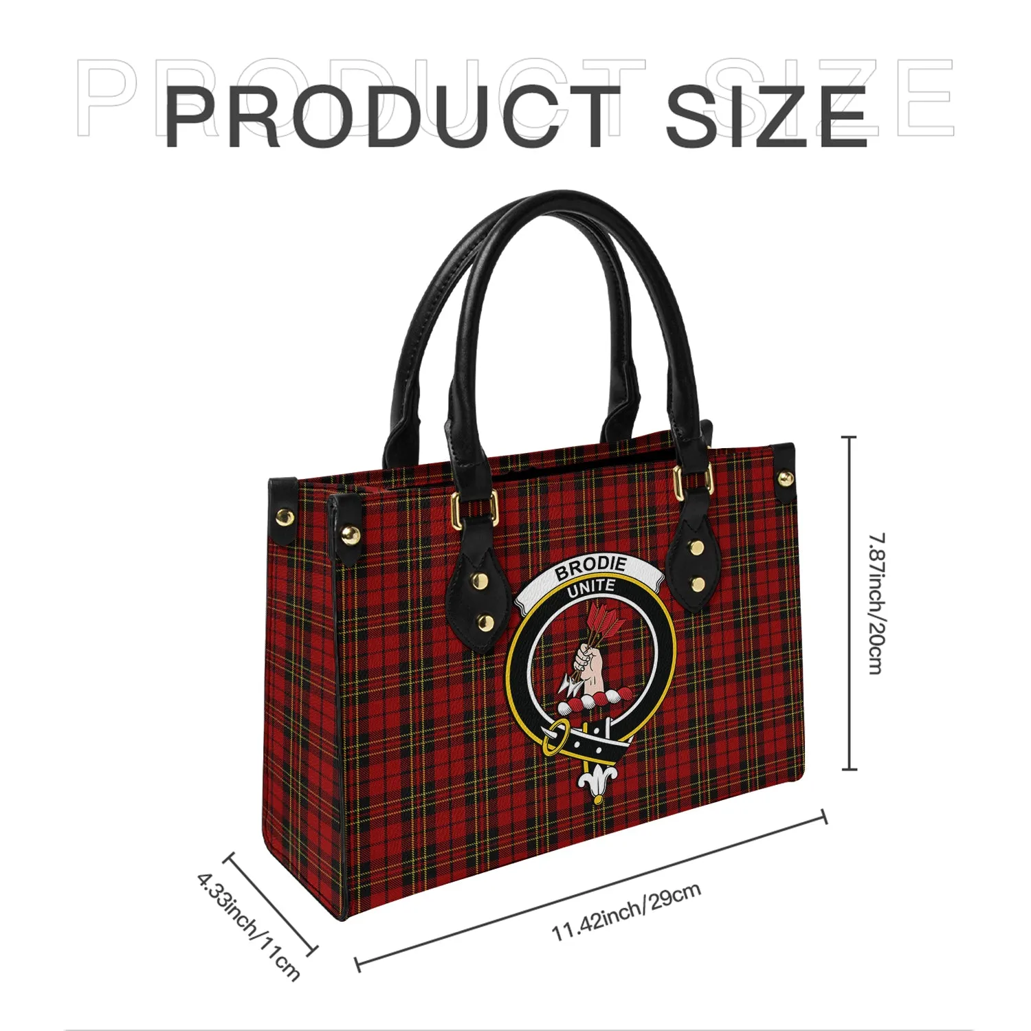 Brodie Tartan Leather Bag with Family Crest