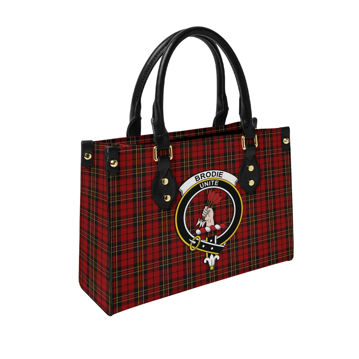 Brodie Tartan Leather Bag with Family Crest