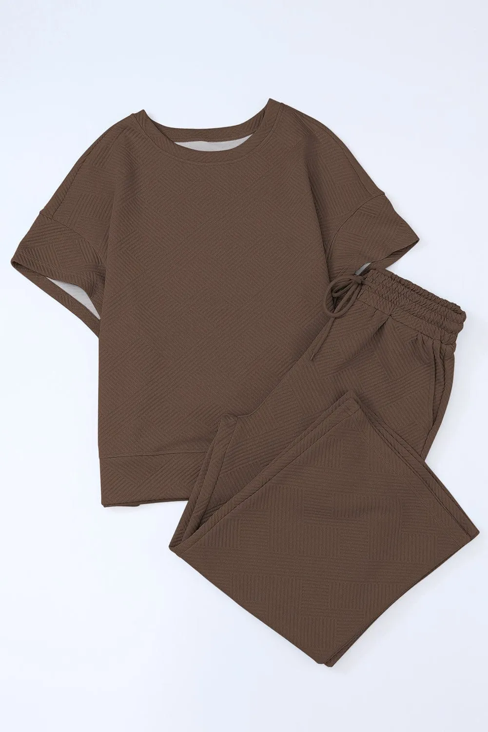 Brown Knit Two-Piece Set