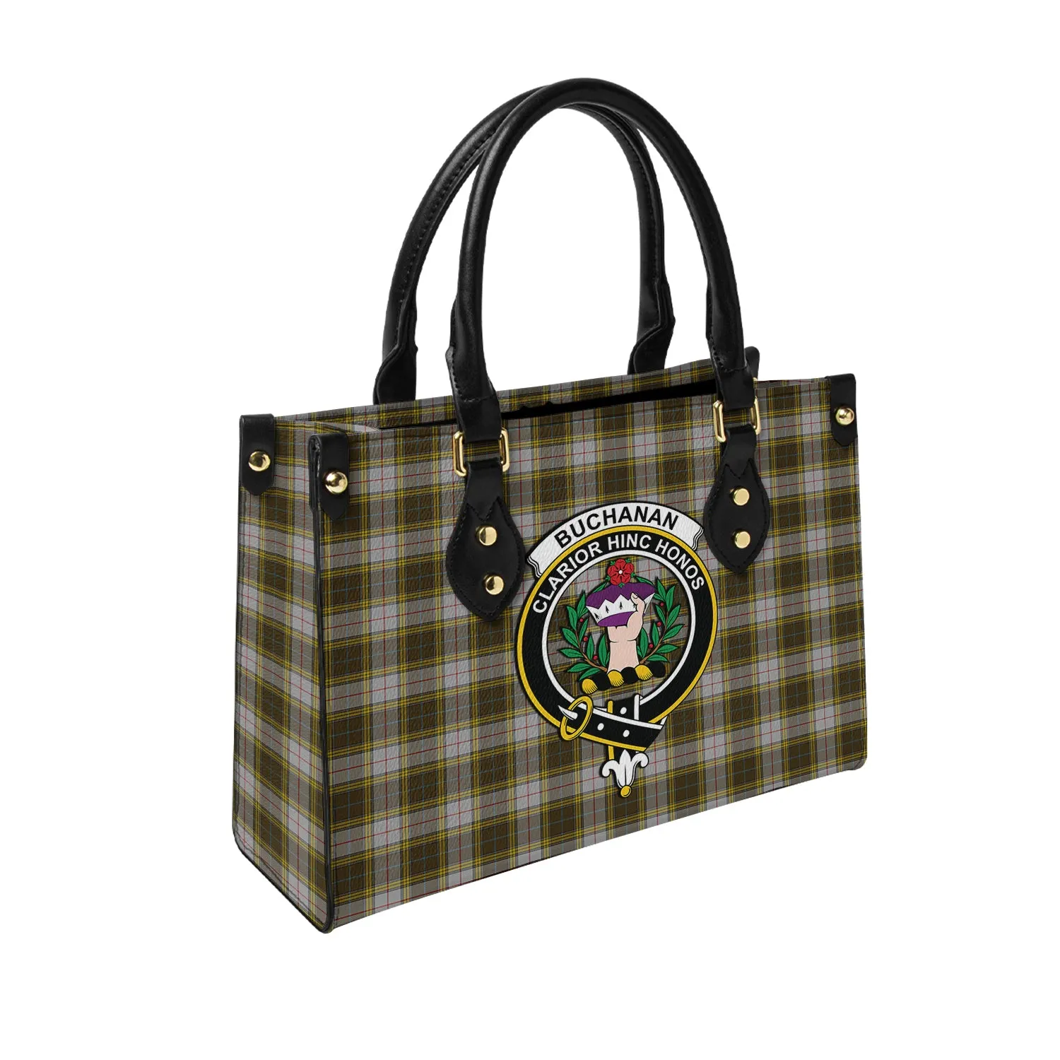 Buchanan Dress Tartan Leather Bag with Family Crest