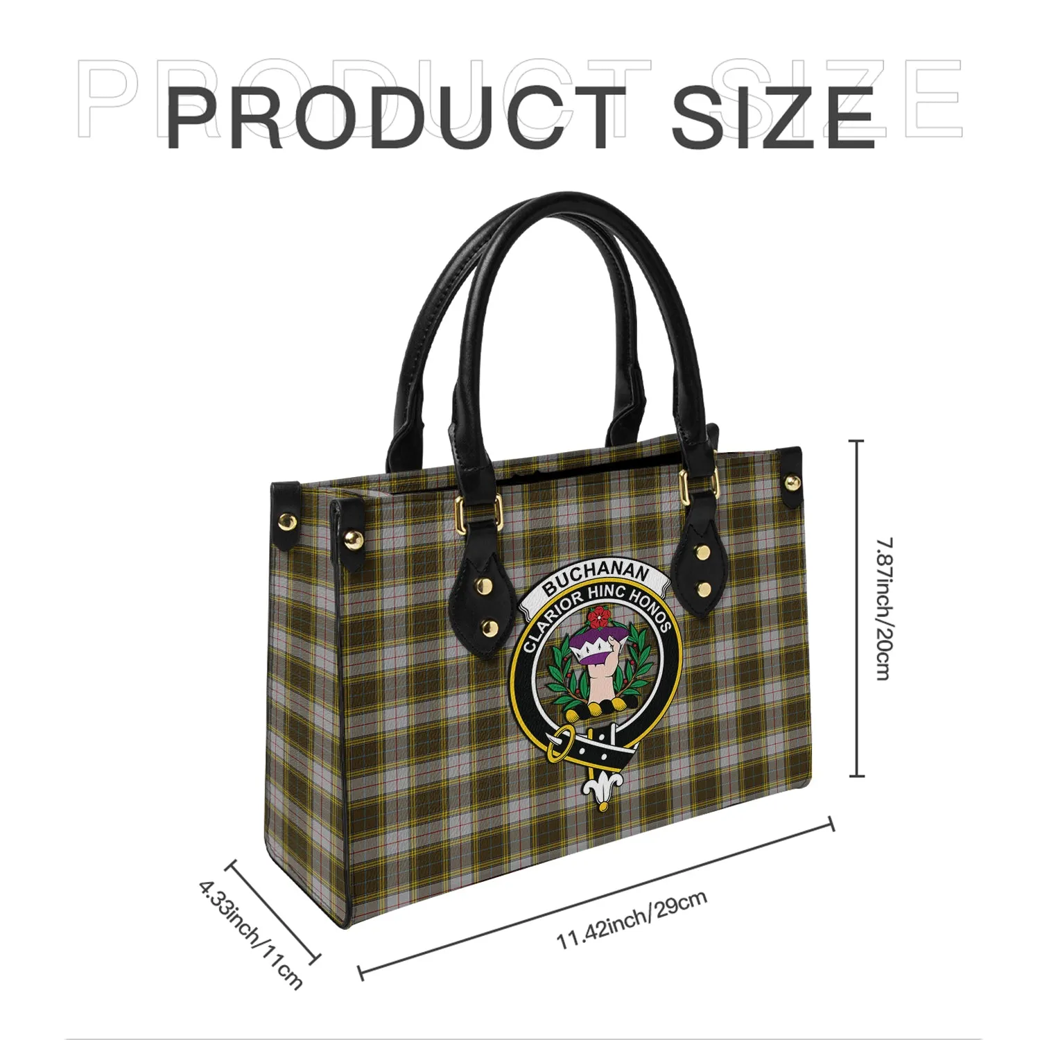 Buchanan Dress Tartan Leather Bag with Family Crest