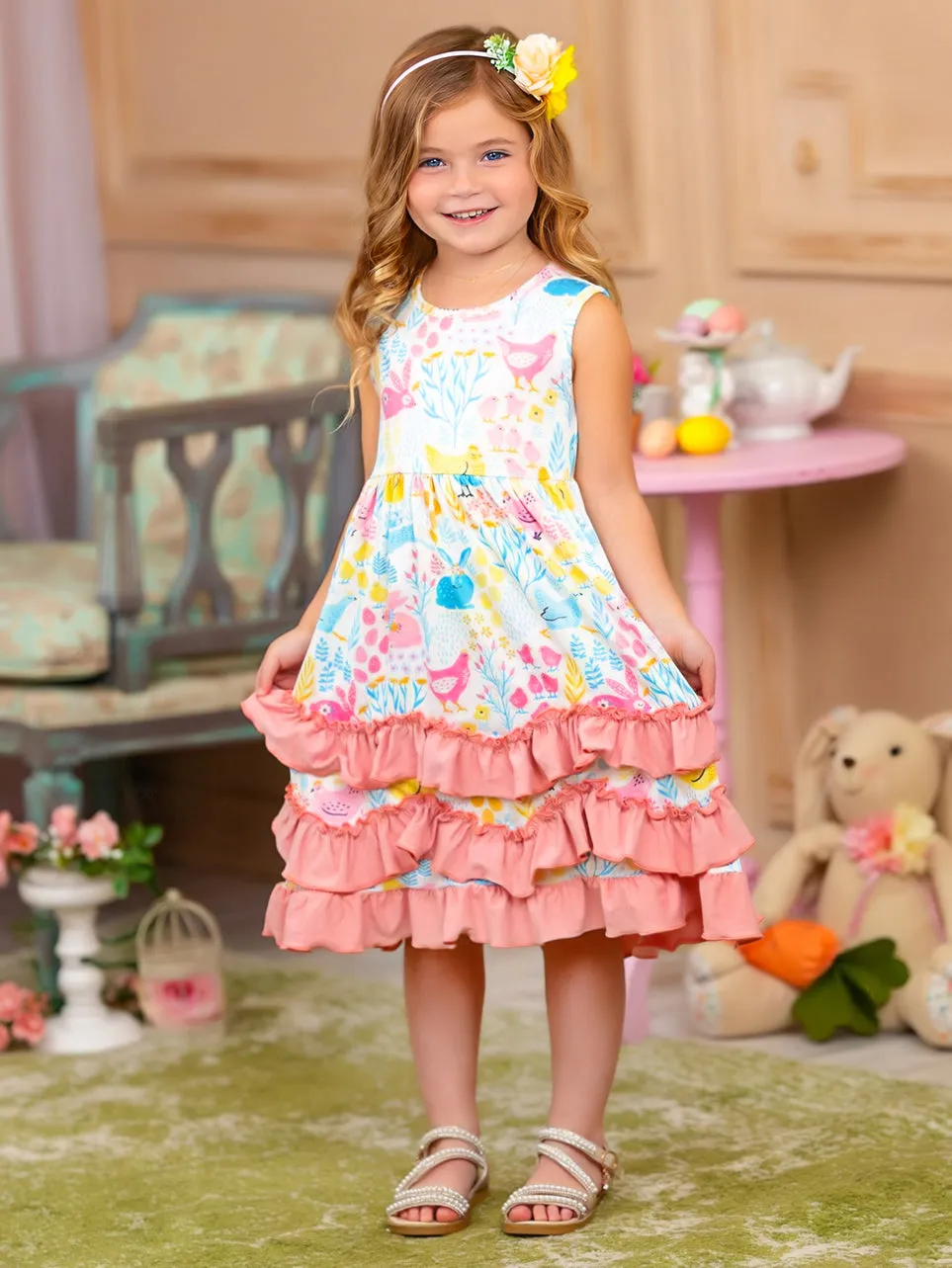 Bunny Blossom Tiered Ruffled Dress