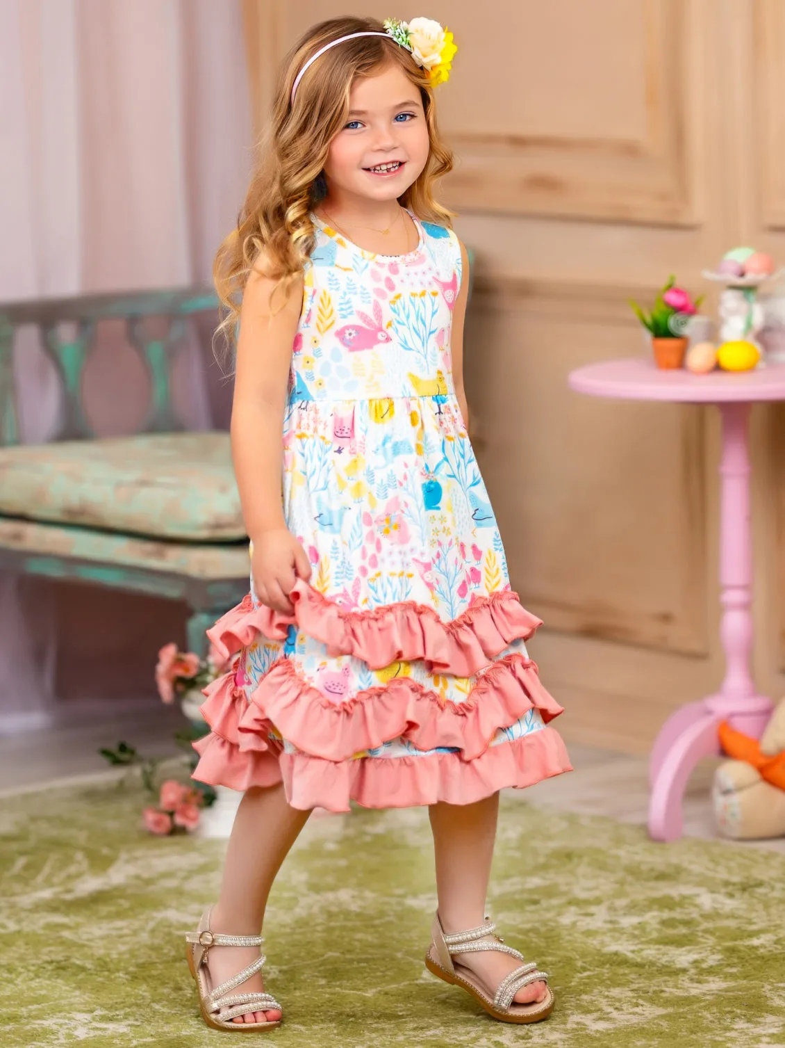 Bunny Blossom Tiered Ruffled Dress