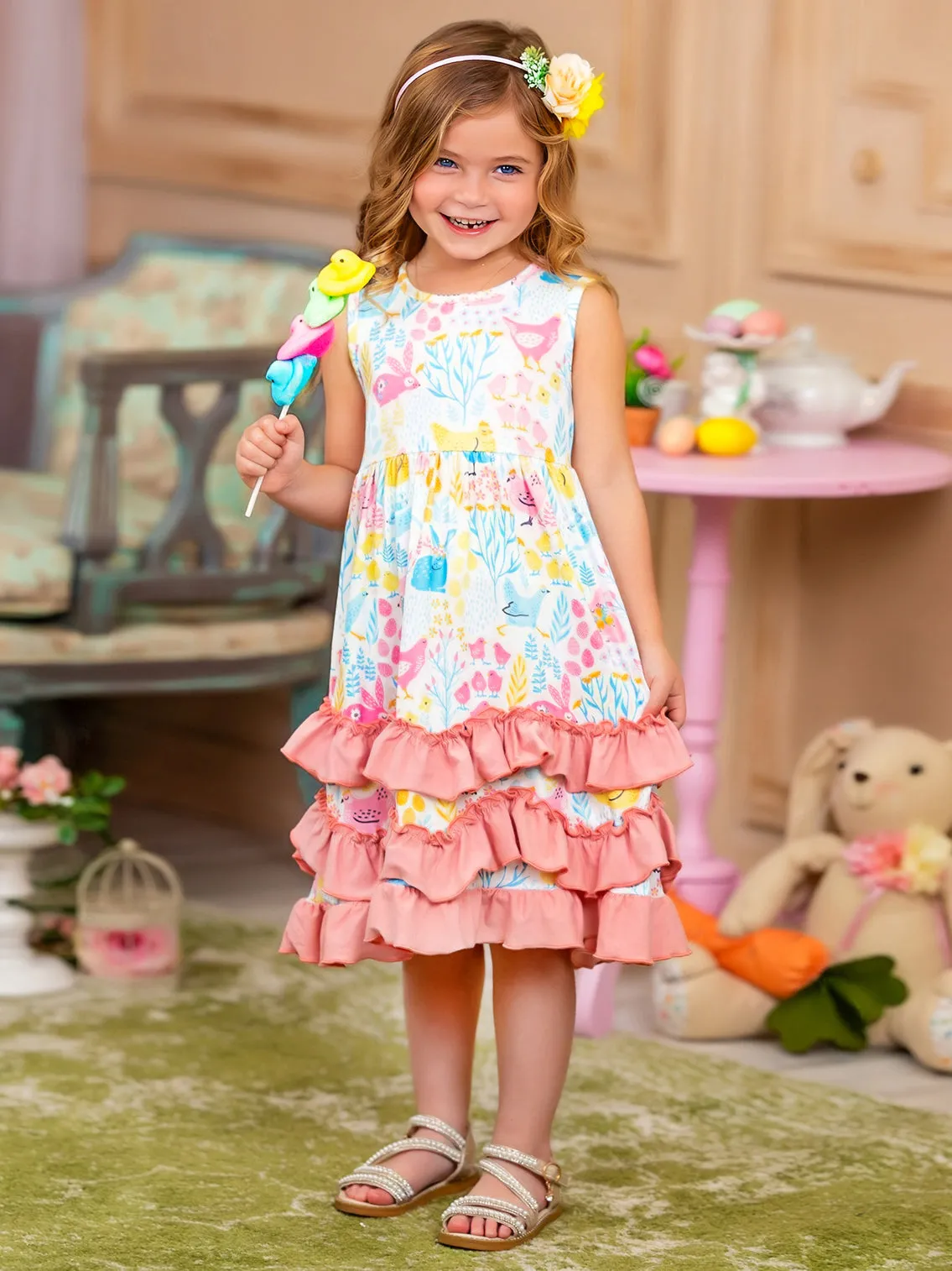 Bunny Blossom Tiered Ruffled Dress