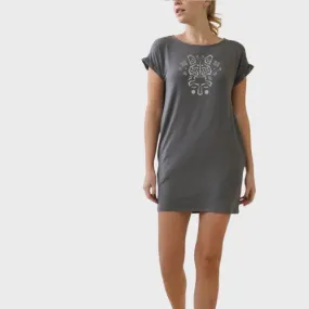 Butterfly Graphic on Bamboo Tunic Dress with Pockets