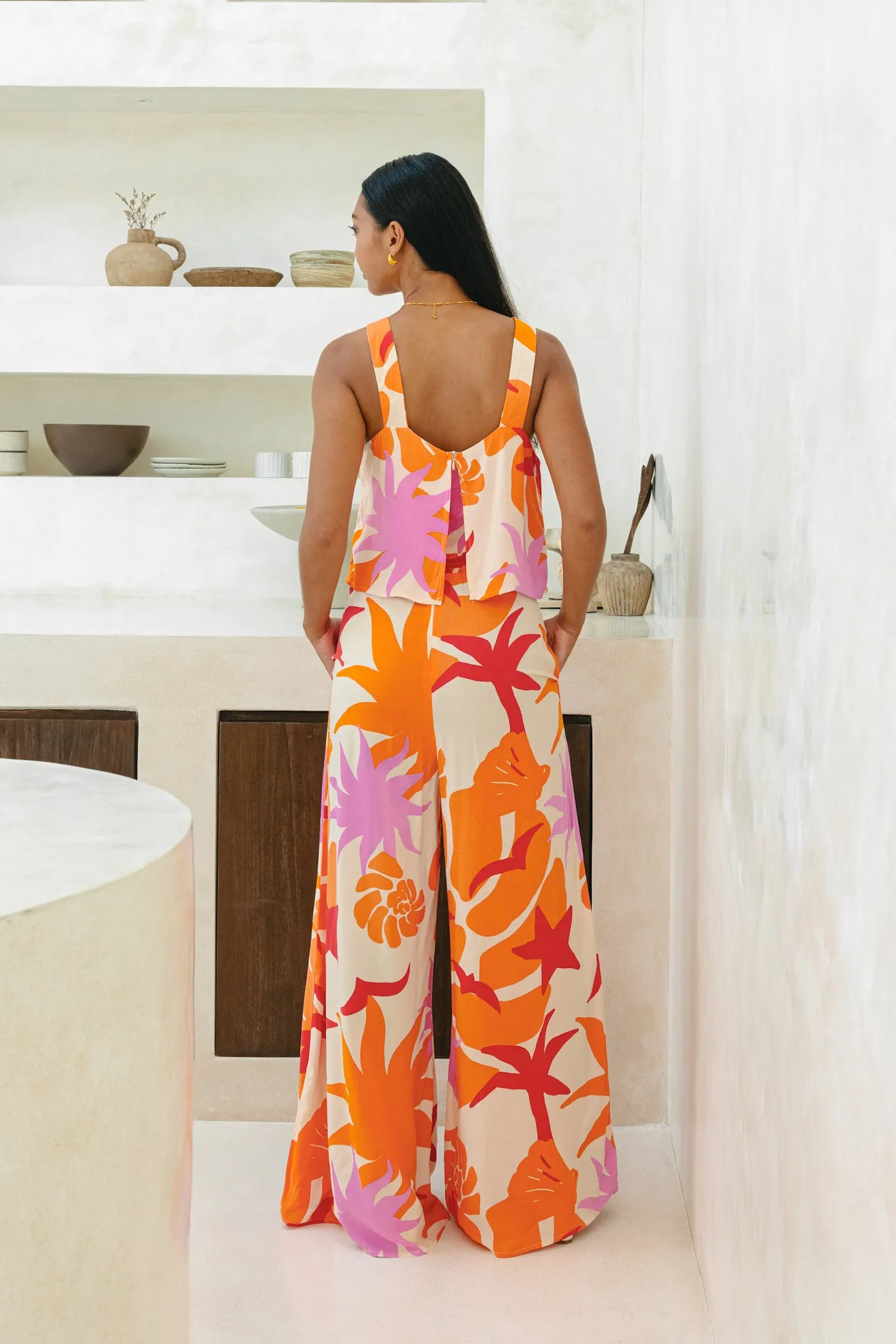 Calinda Orange Abstract Jumpsuit