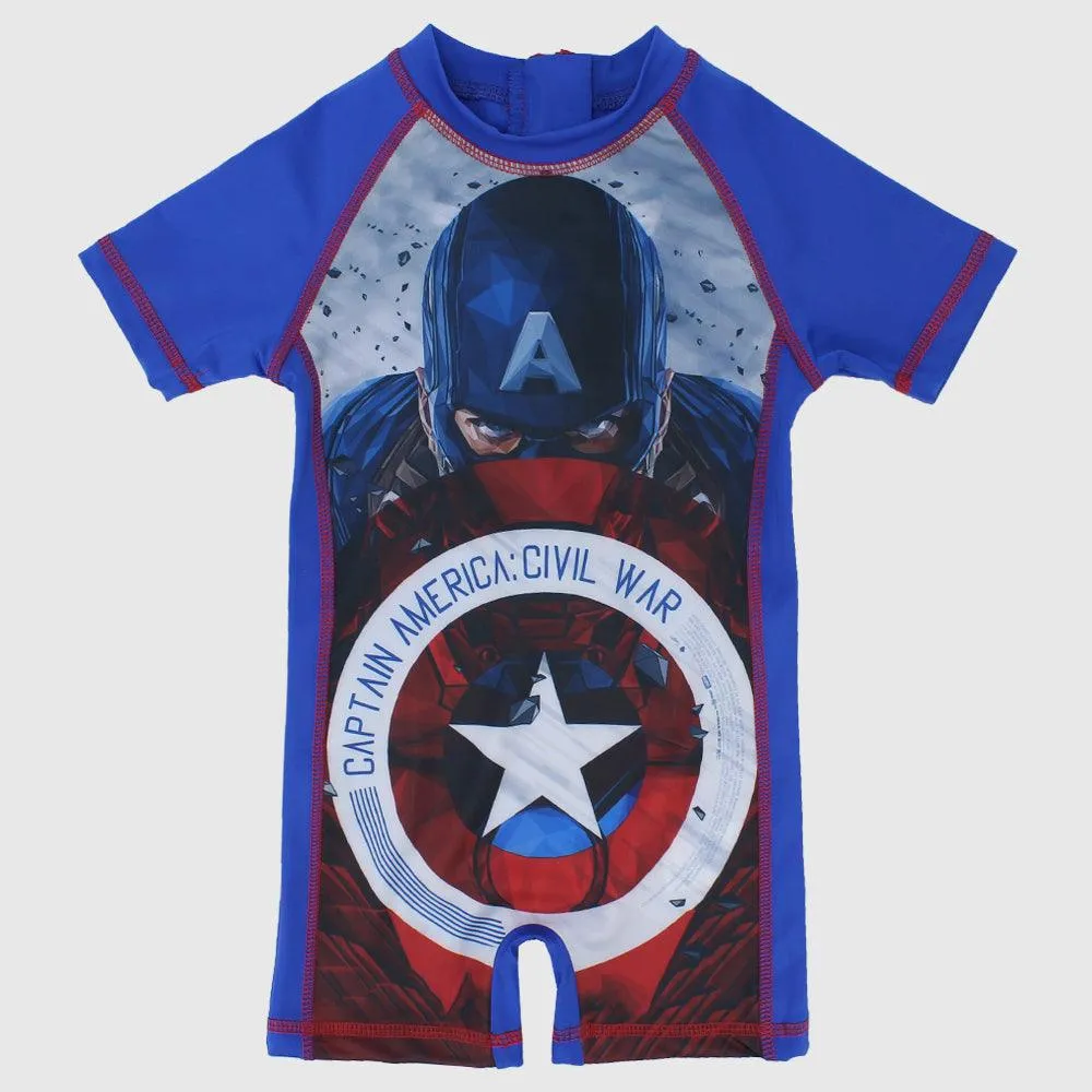 Captain America Short-Sleeved Overall Swim Suit