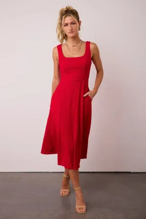 Carmela Midi Dress in Red - FINAL SALE