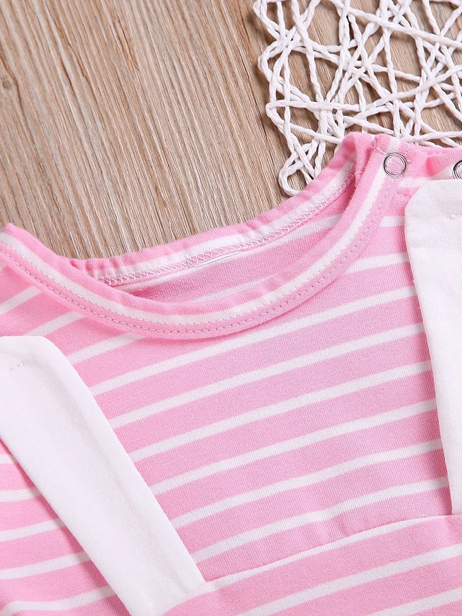 Cartoon Playsuit Animal Striped Short-sleeved Overalls