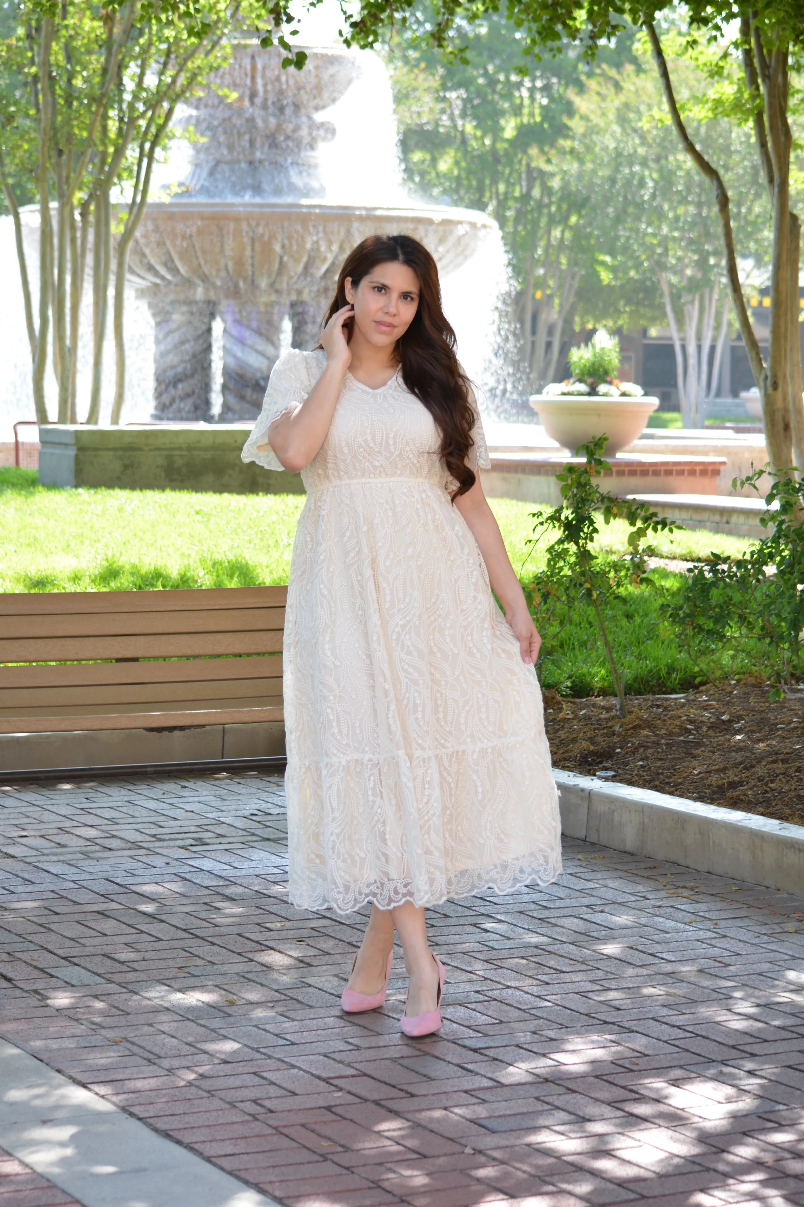 Catrine Cream Embroidered Dress