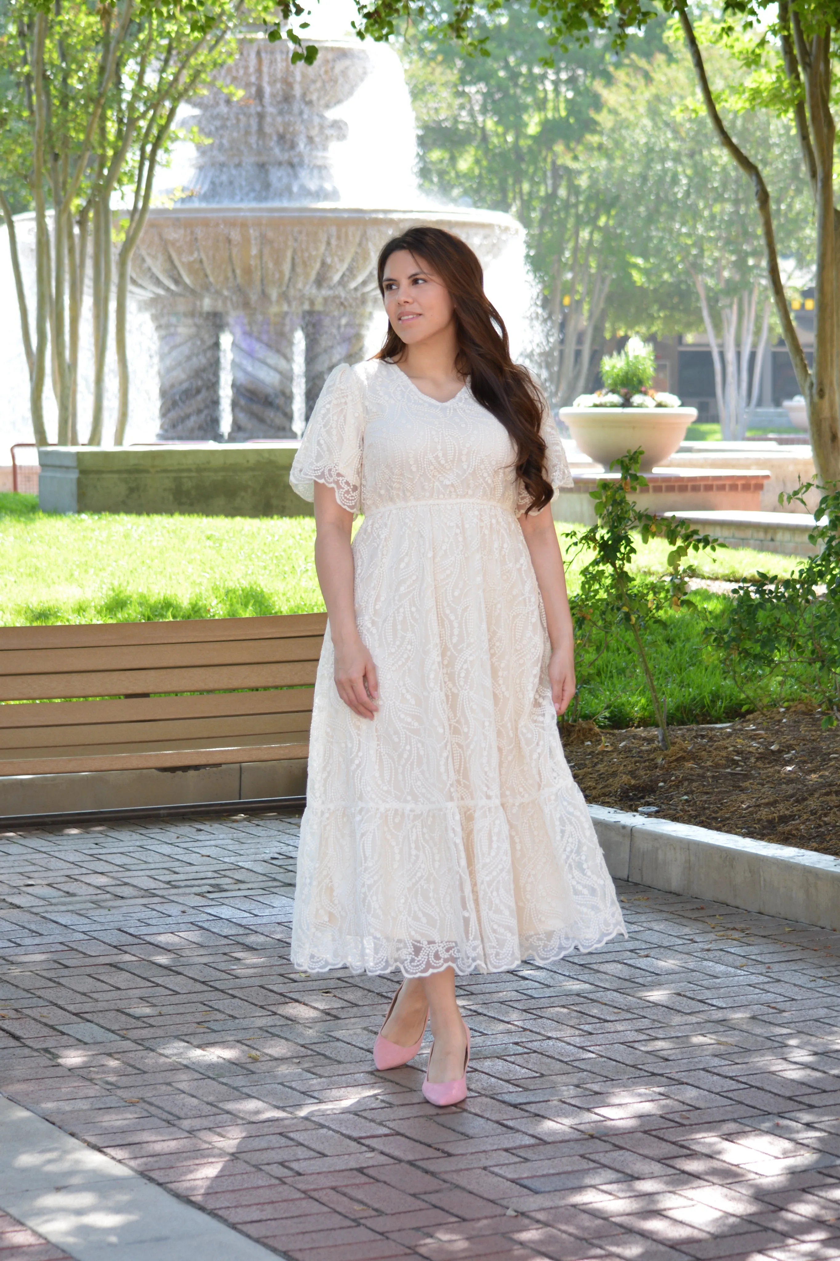 Catrine Cream Embroidered Dress