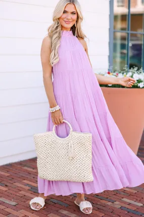 Come To Me Lavender Purple Tiered Midi Dress