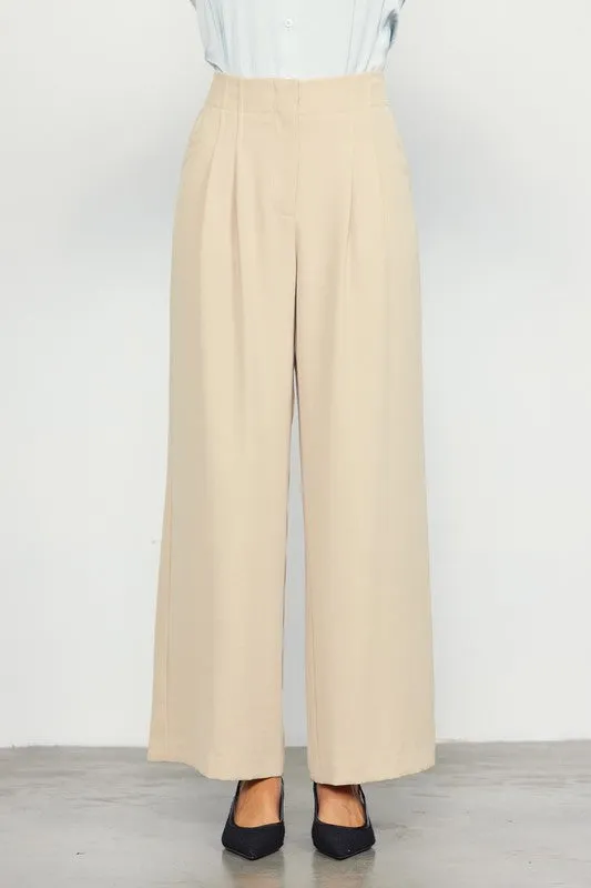 Corey Recyled Wide Leg Pants - Light Beige