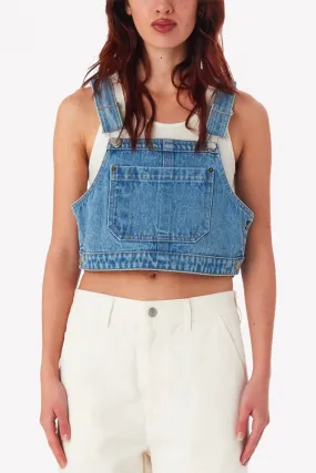 Cropped Overall Denim Top | Light Indigo